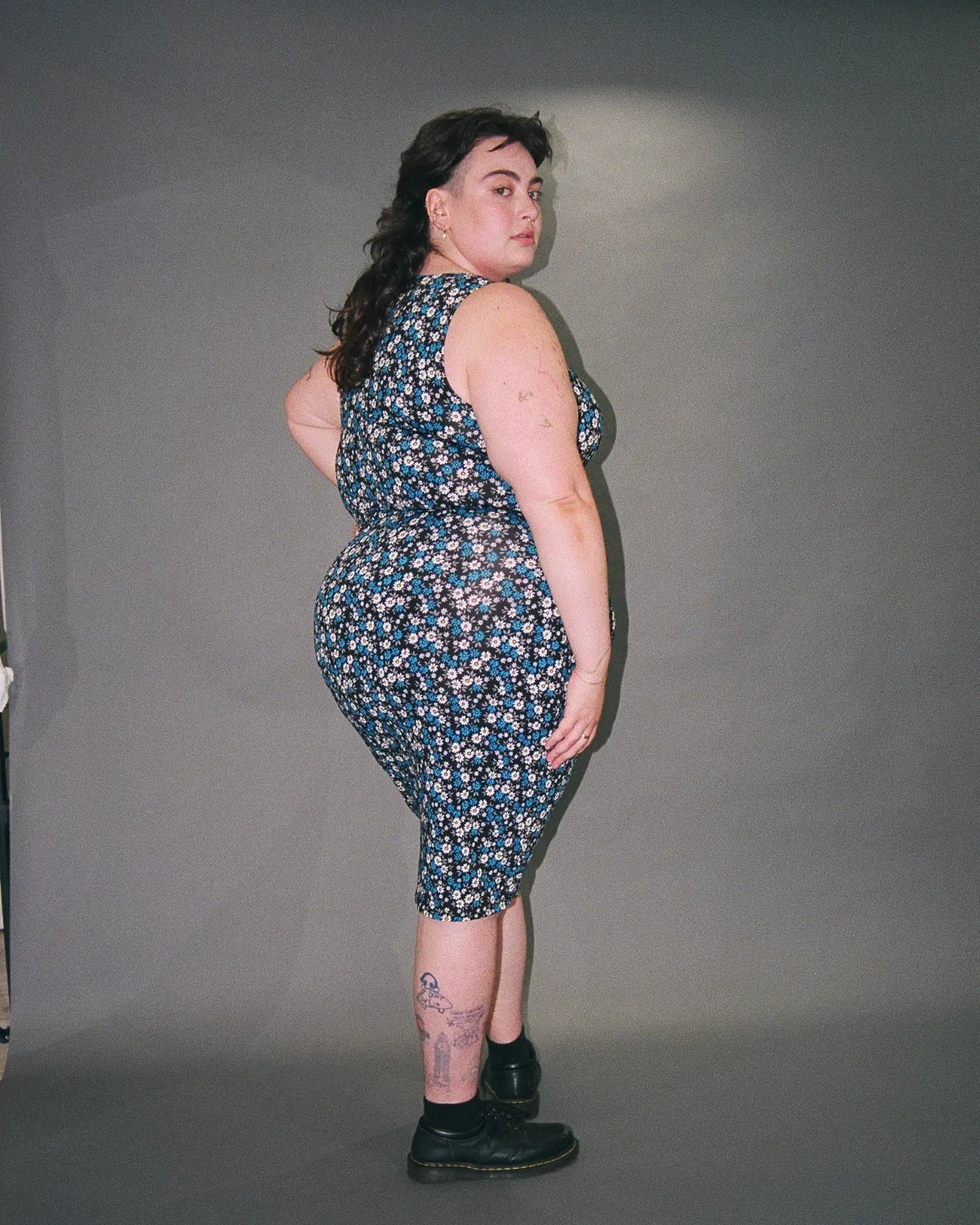 90's Blue Floral Print Dress Set