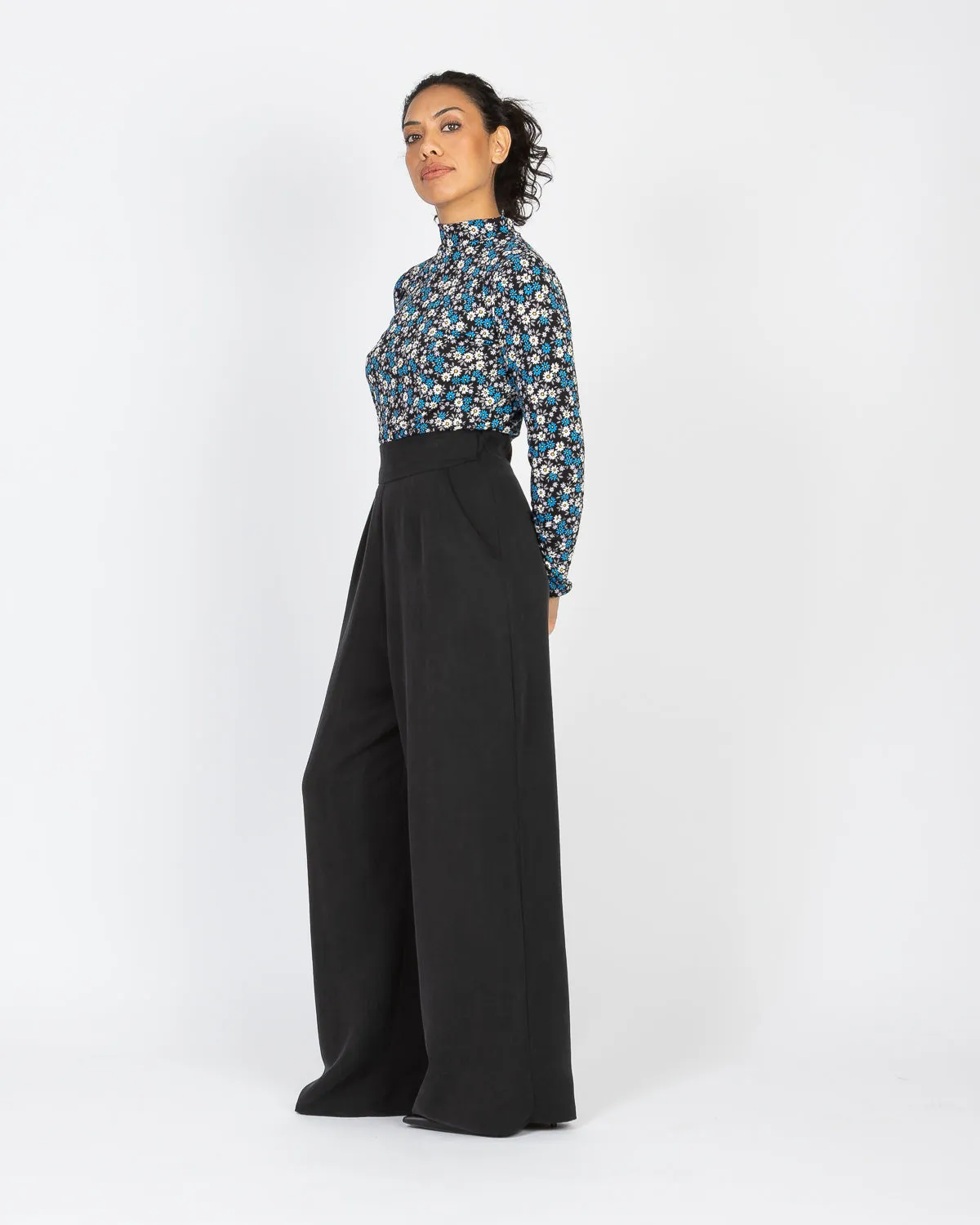 90's Blue Floral Print Dress Set