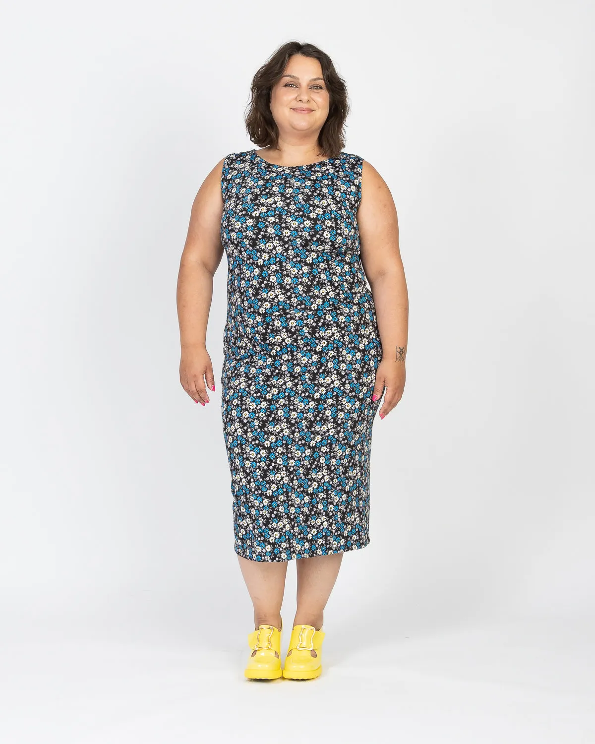 90's Blue Floral Print Dress Set
