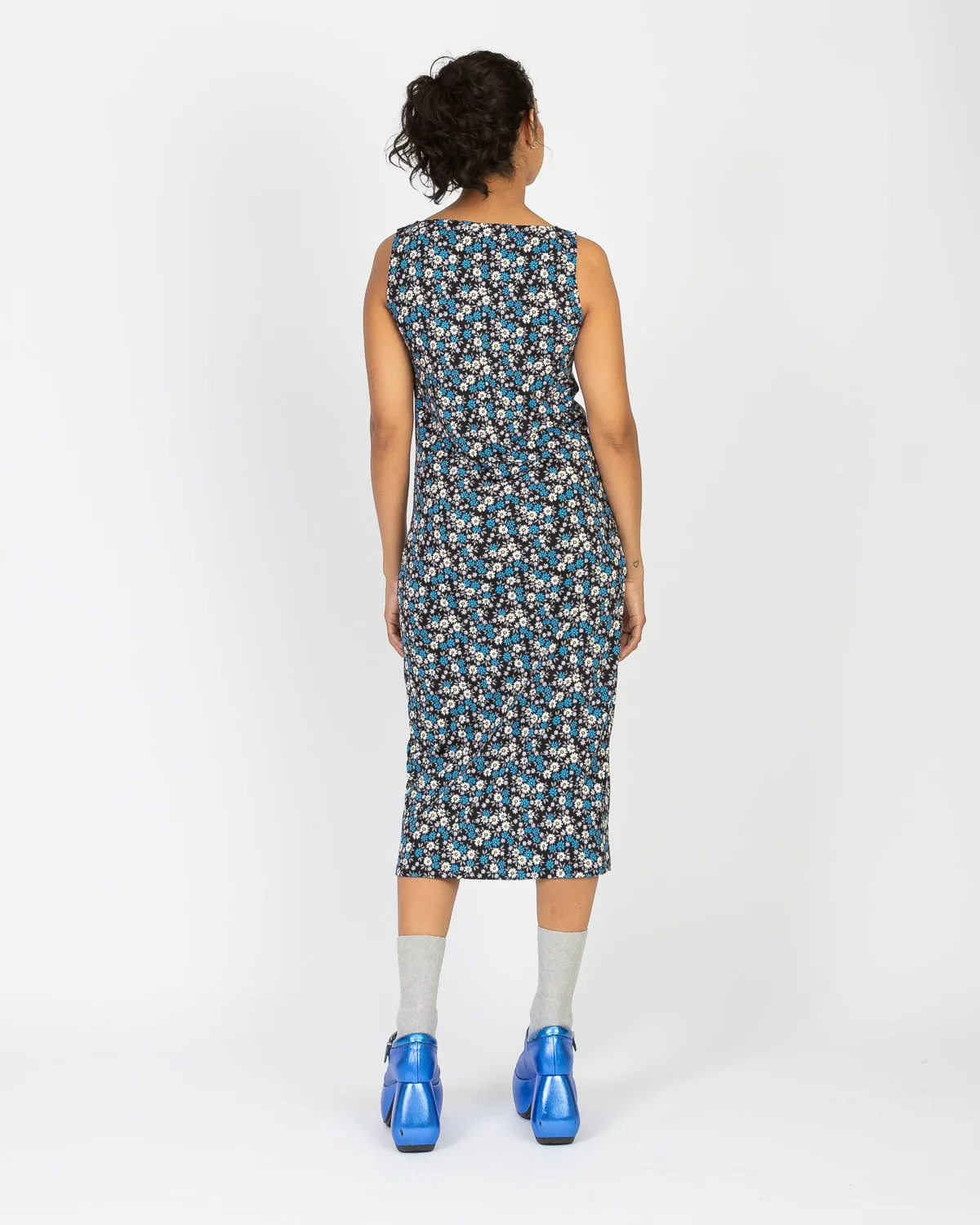 90's Blue Floral Print Dress Set
