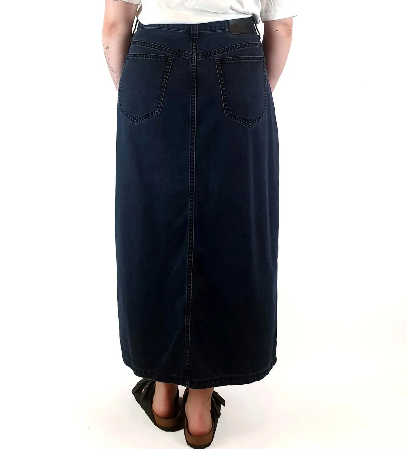 Alpha 60 black denim maxi skirt size M
