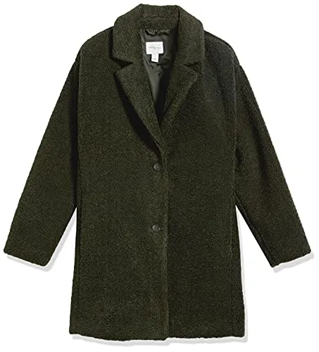 Amazon Essentials Women's Teddy Bear Fleece Oversized-Fit Lapel Jacket (Previously Daily Ritual), Olive, X-Small