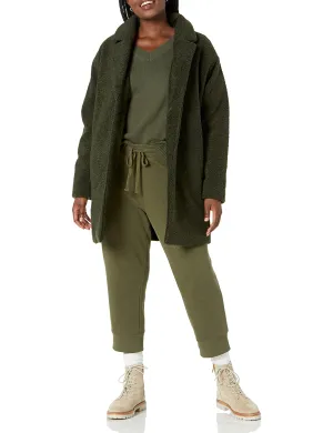 Amazon Essentials Women's Teddy Bear Fleece Oversized-Fit Lapel Jacket (Previously Daily Ritual), Olive, X-Small
