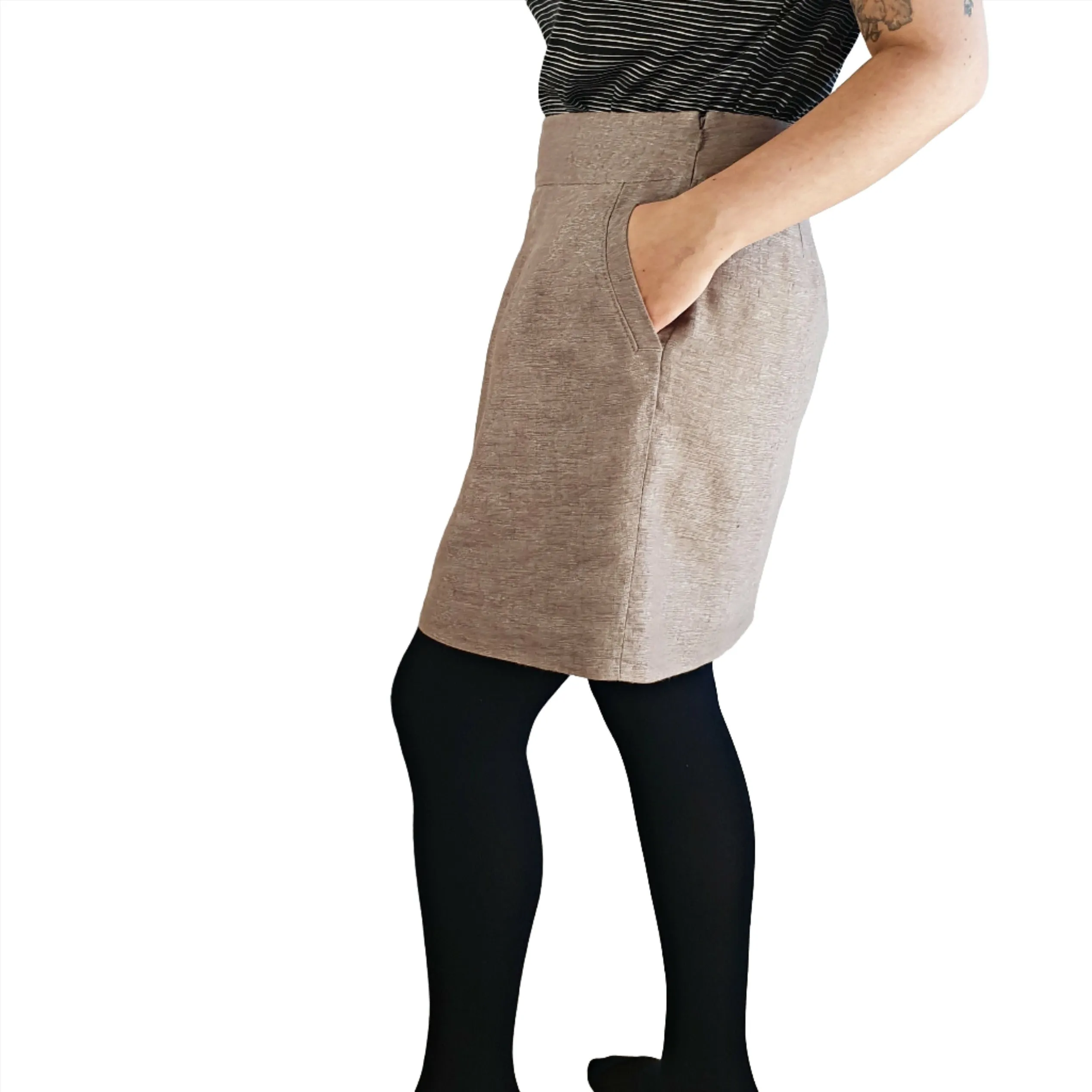 Ann Taylor neutral gold fleck skirt with pockets size US 8 (AU 12)