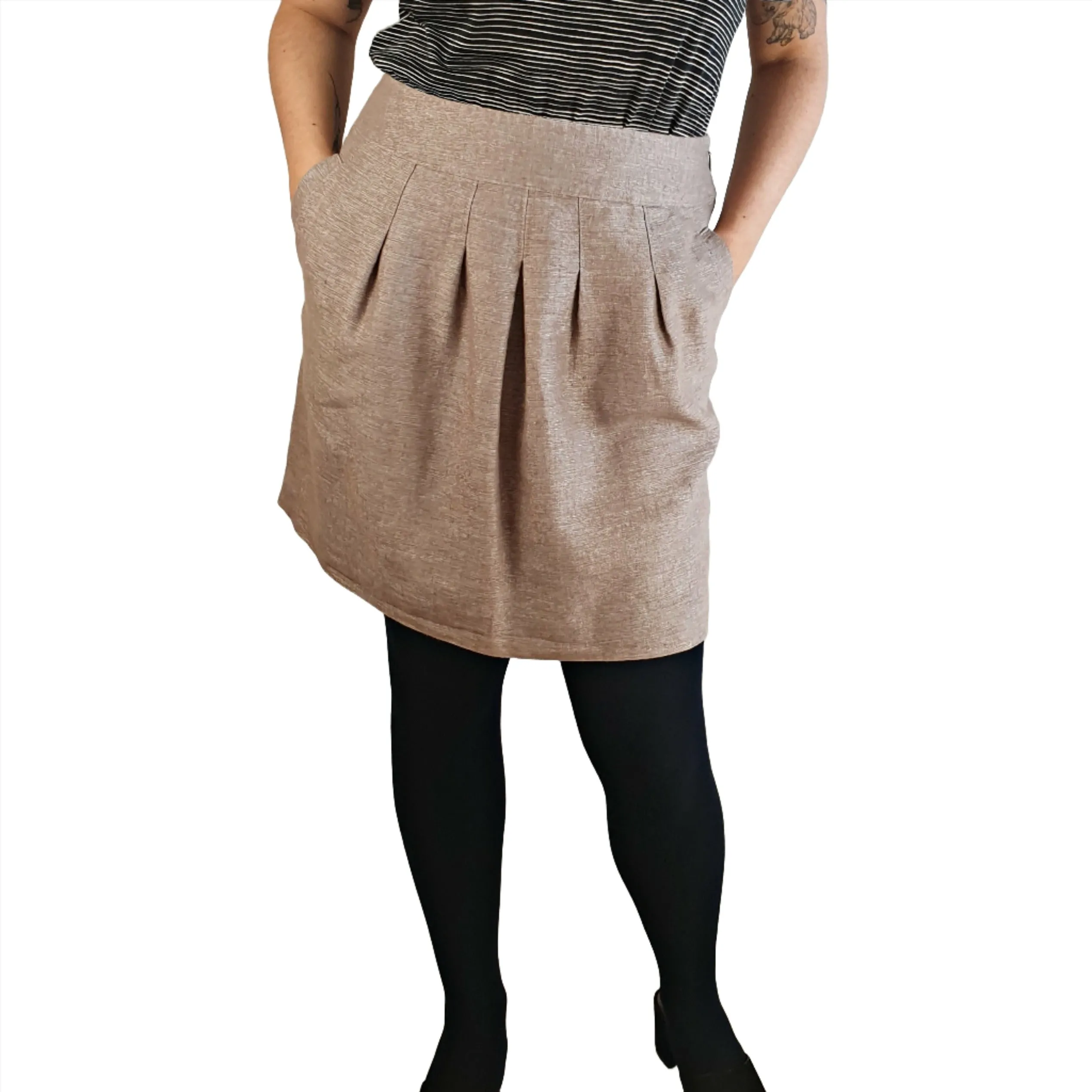 Ann Taylor neutral gold fleck skirt with pockets size US 8 (AU 12)