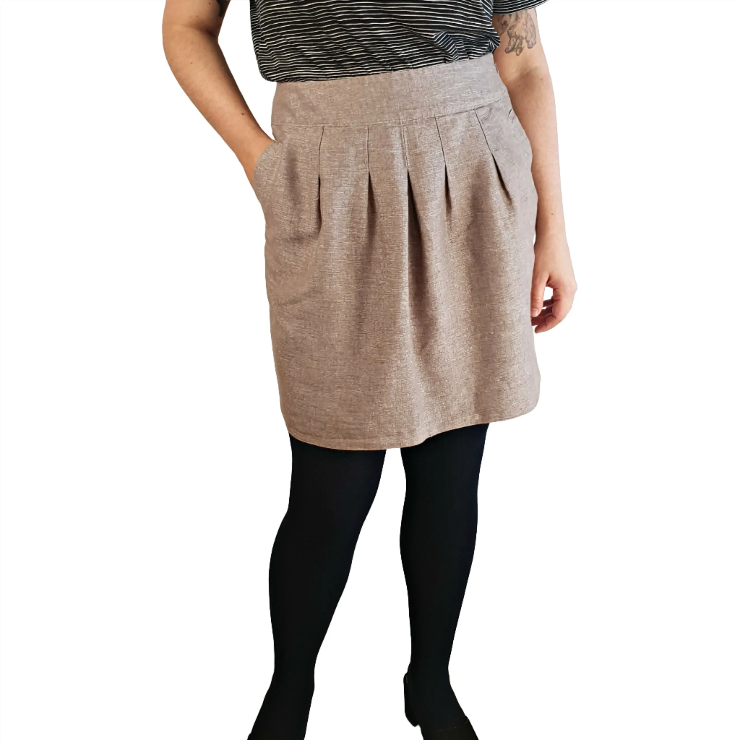 Ann Taylor neutral gold fleck skirt with pockets size US 8 (AU 12)
