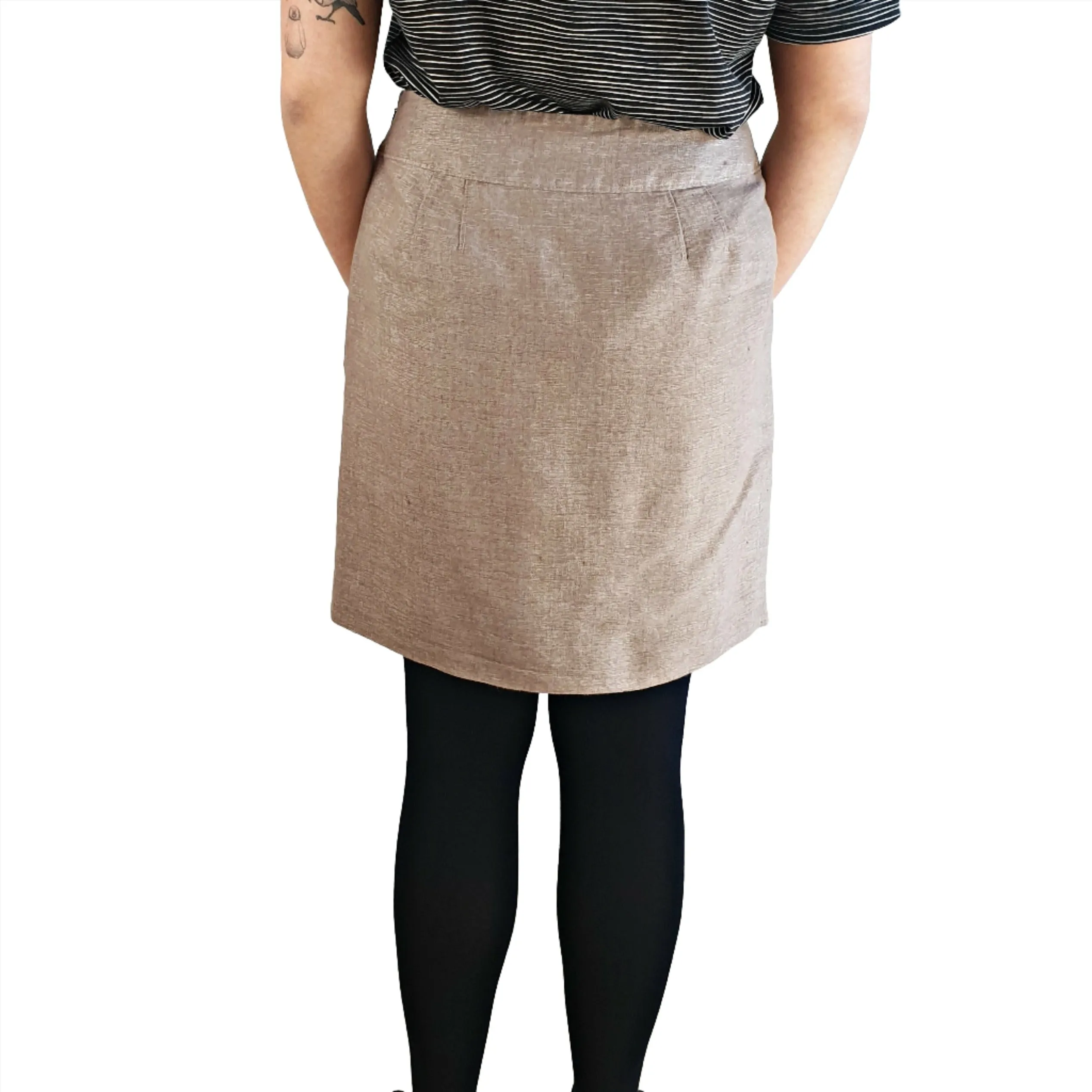 Ann Taylor neutral gold fleck skirt with pockets size US 8 (AU 12)