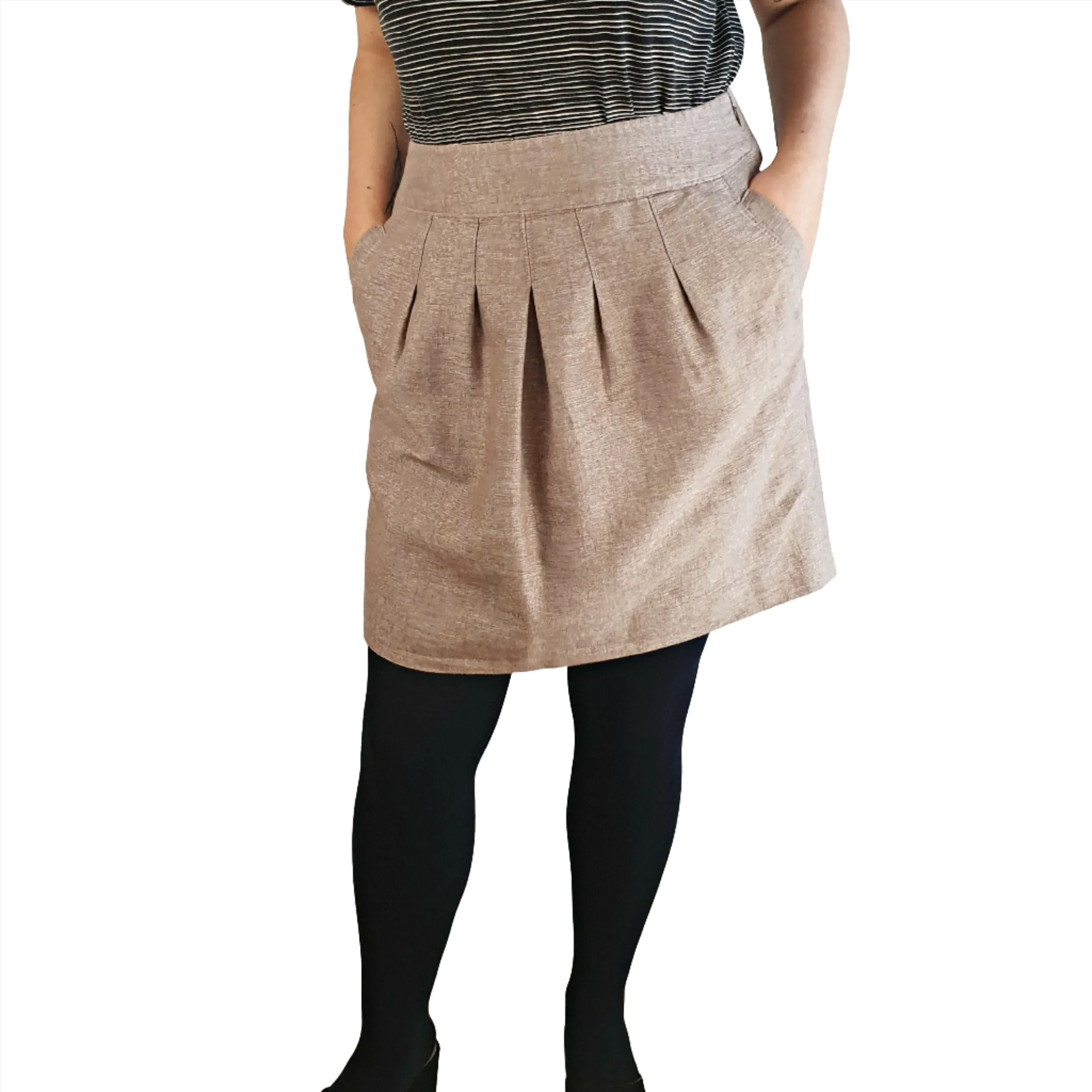 Ann Taylor neutral gold fleck skirt with pockets size US 8 (AU 12)