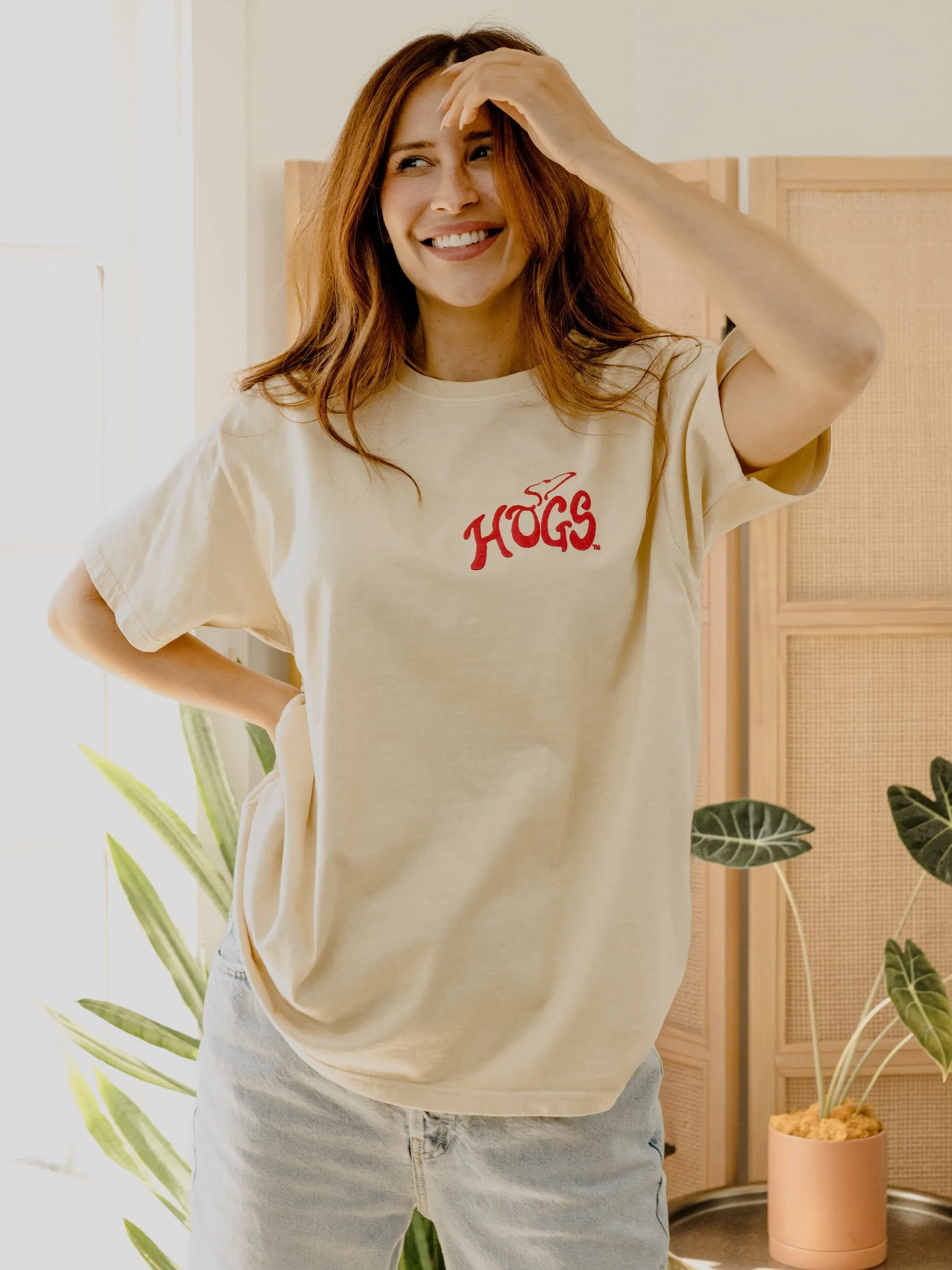 Arkansas Razorbacks Lyric Puff Ink Off White Hi-Dive Tee