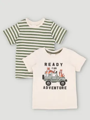 Baby Boys 2 Pack Ready For Adventure Tees