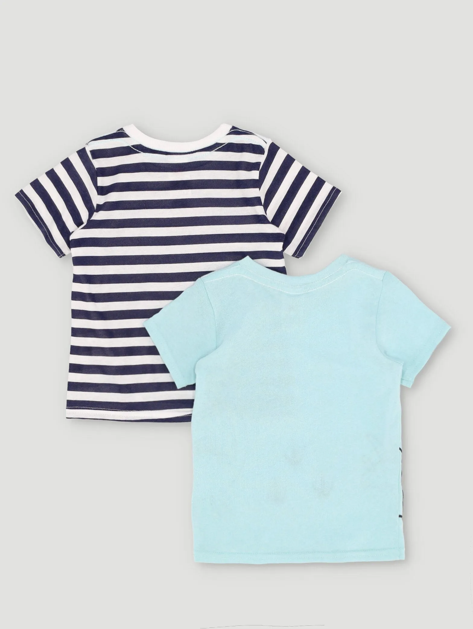 Baby Boys  2 Pack Stripe Dino Tees   - Navy