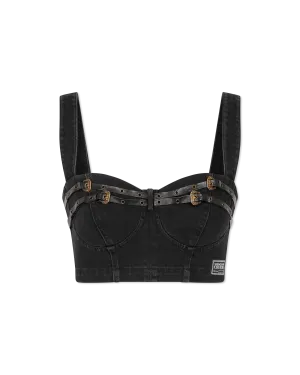 Baroque Buckle Denim Bustier