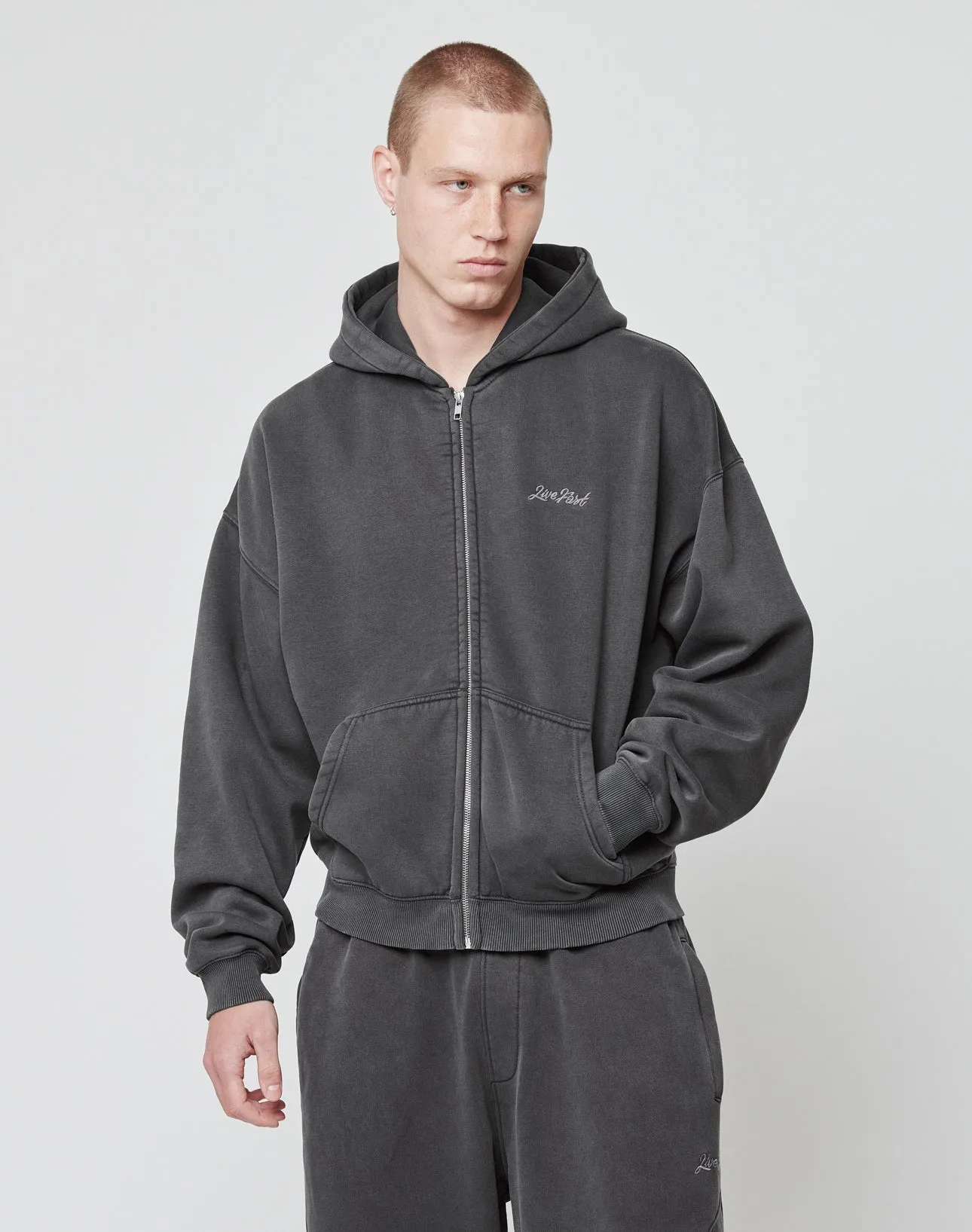 Basic Script Hooded Zip