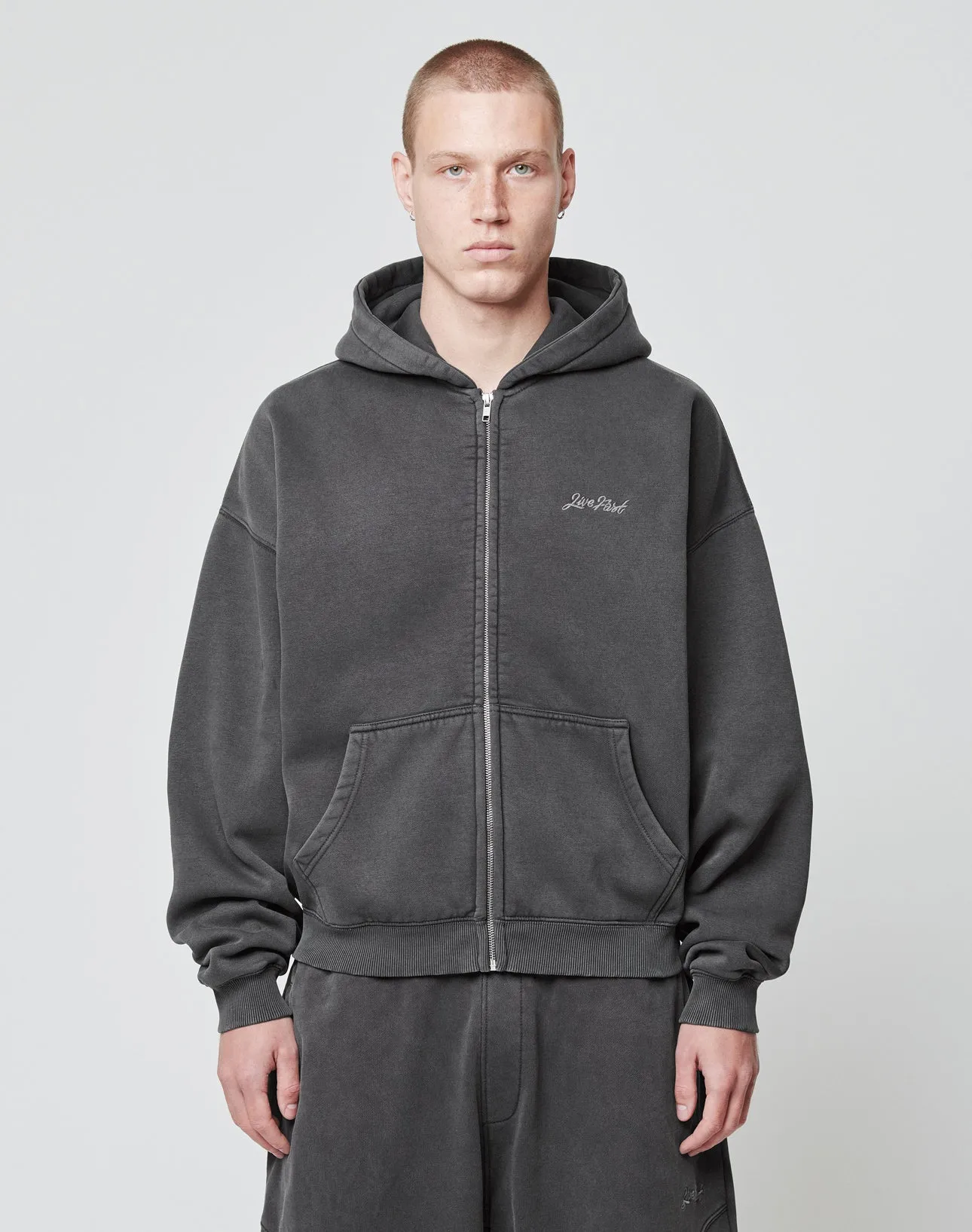 Basic Script Hooded Zip