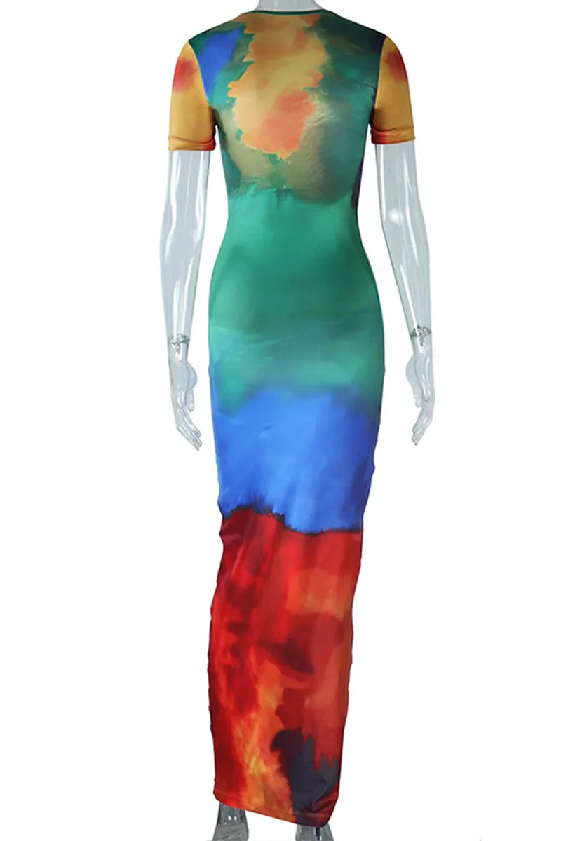 BG0114 Tie Dye Long Dress