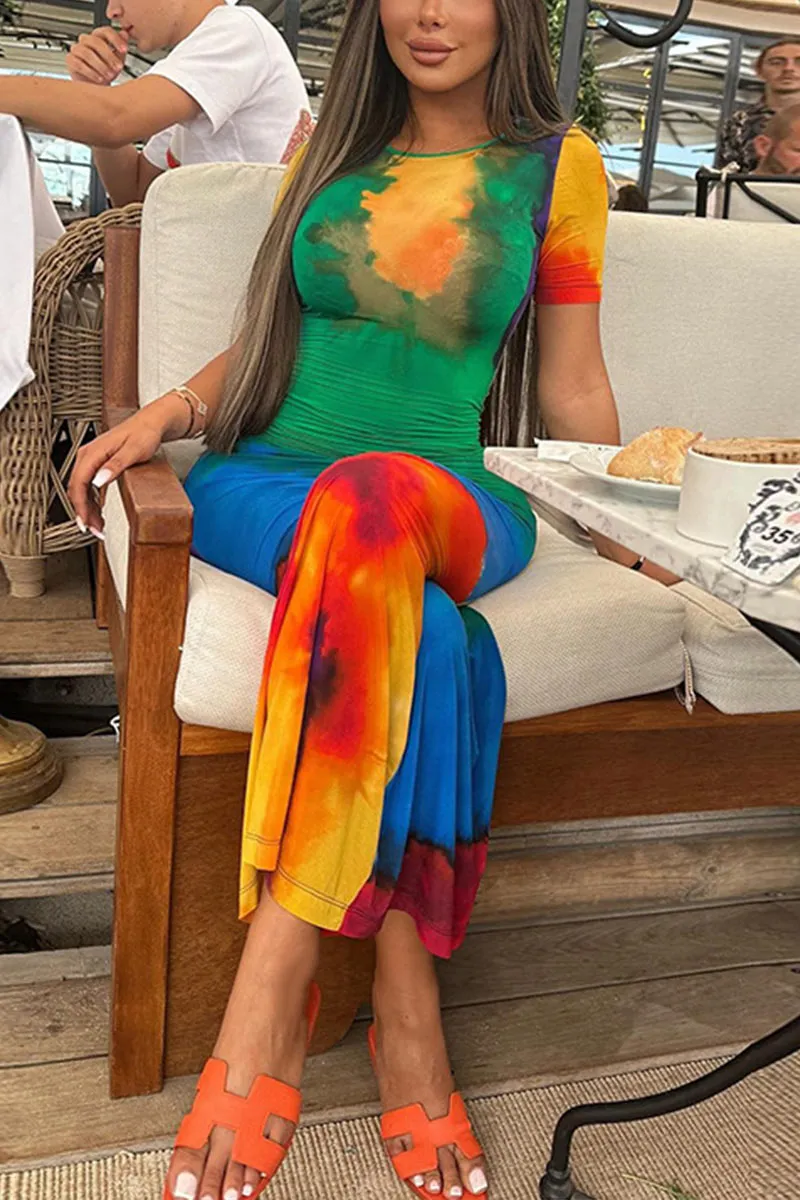 BG0114 Tie Dye Long Dress