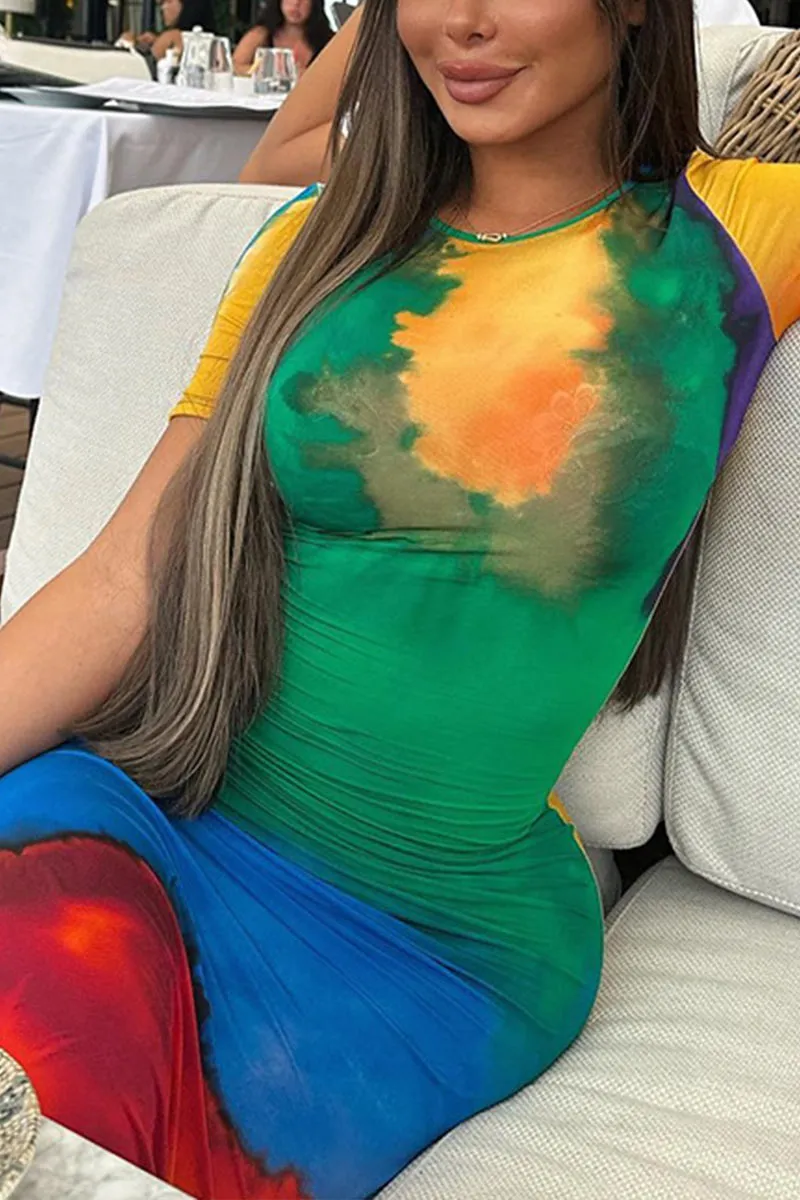 BG0114 Tie Dye Long Dress