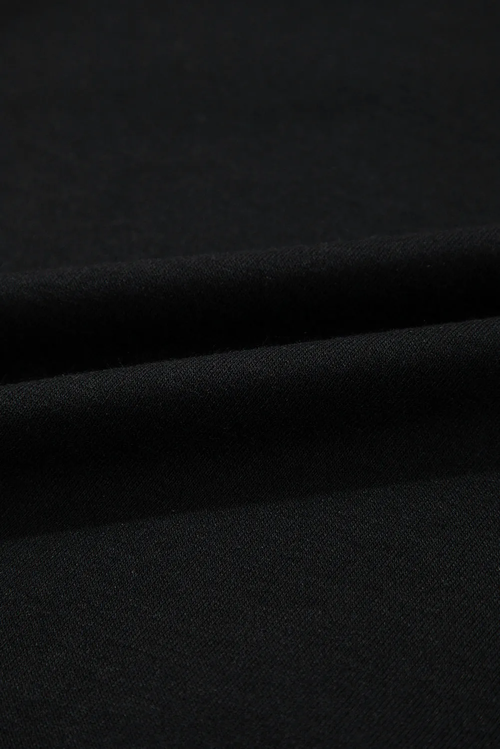 Black Contrast Stitches Detail Puffy Half Sleeve Blouse