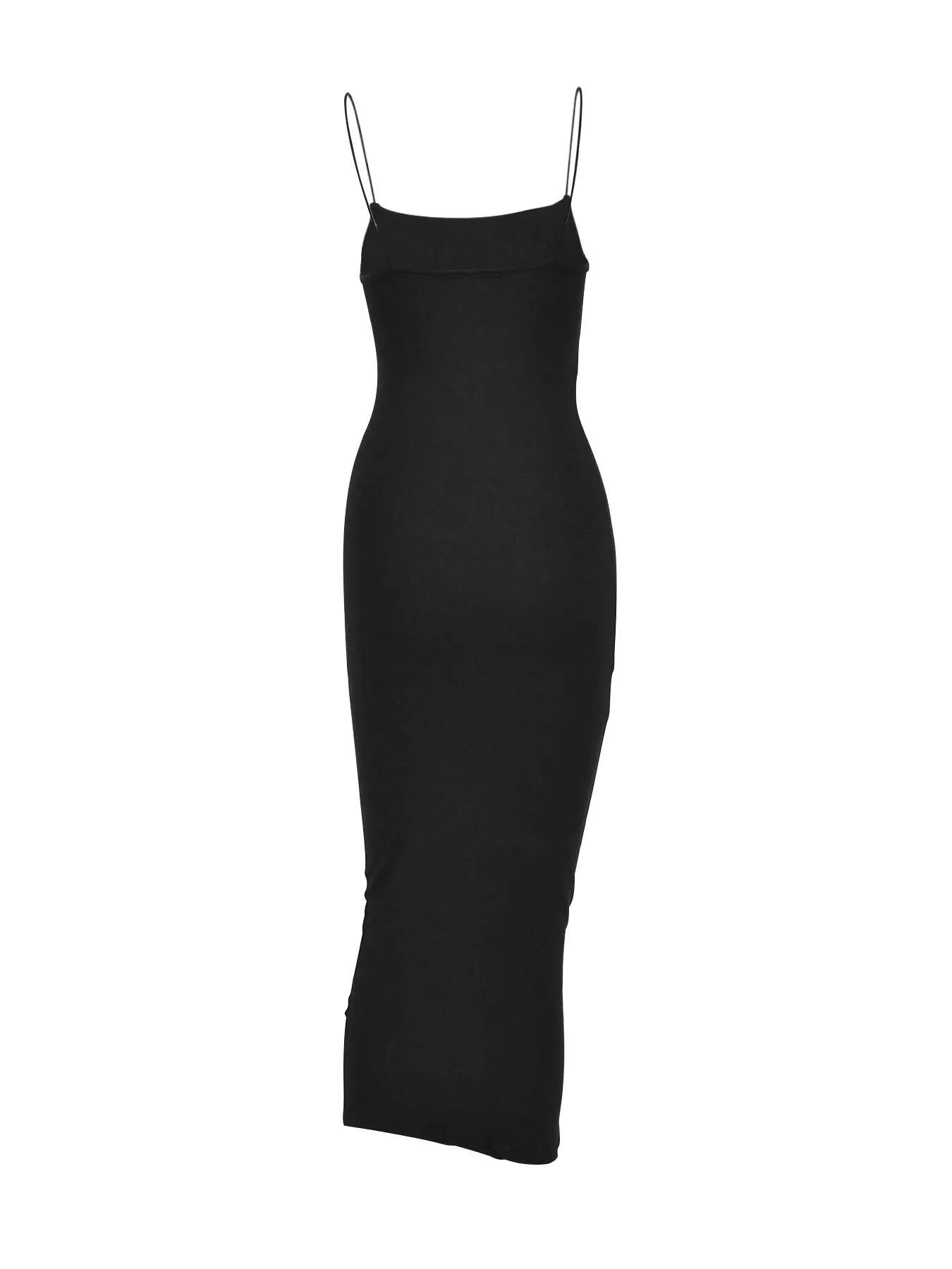 Black-Strappy Fitted Maxi Dress