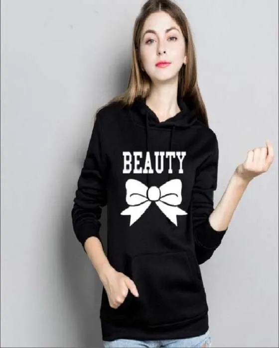 Black Womens Hoodie Beauty Hoody Fit Ladies Stylish Hoodie