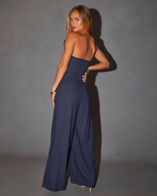 Blue Tube Top Jumpsuit