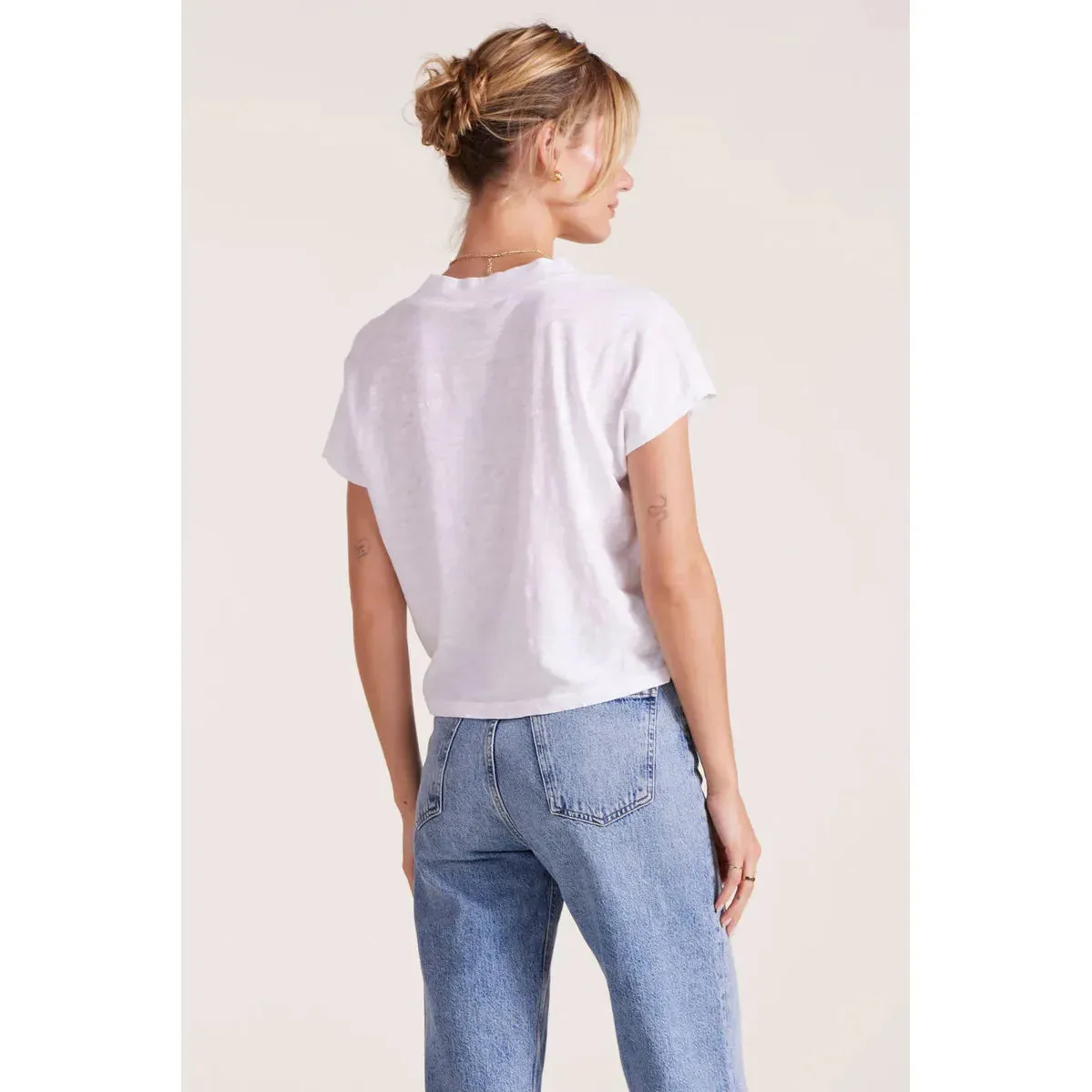Bobi Dolman V-Neck Tee || White