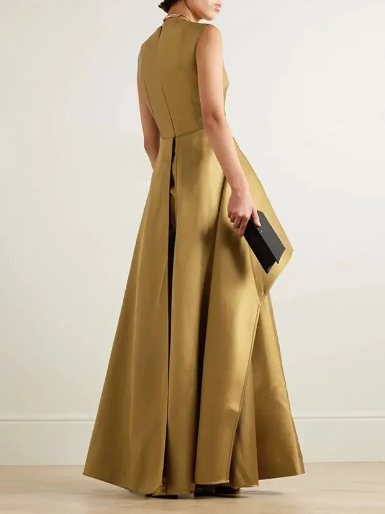 Bonboho 2024 Fashion Solid Color Jumpsuit Round Neck Sleeveless High Waisted Wide Leg Pants One-piece Suit Elegant Evening Dress