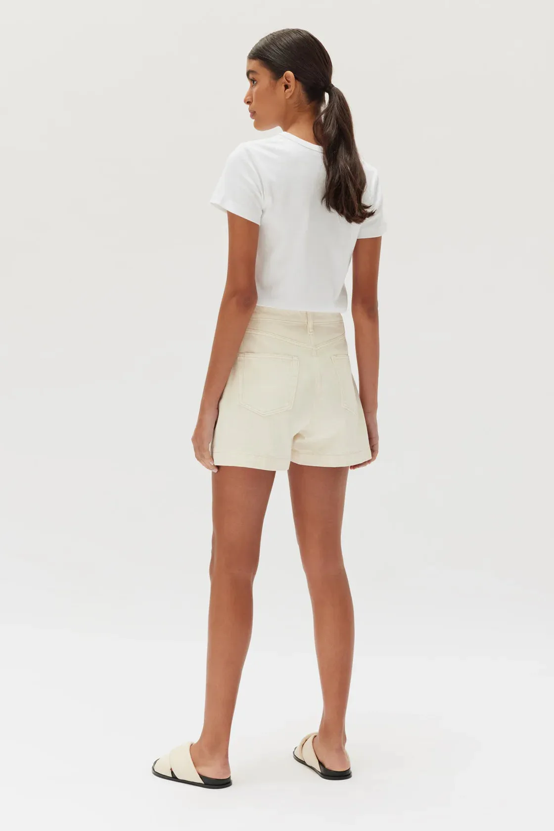 Boxy Denim Short Ecru