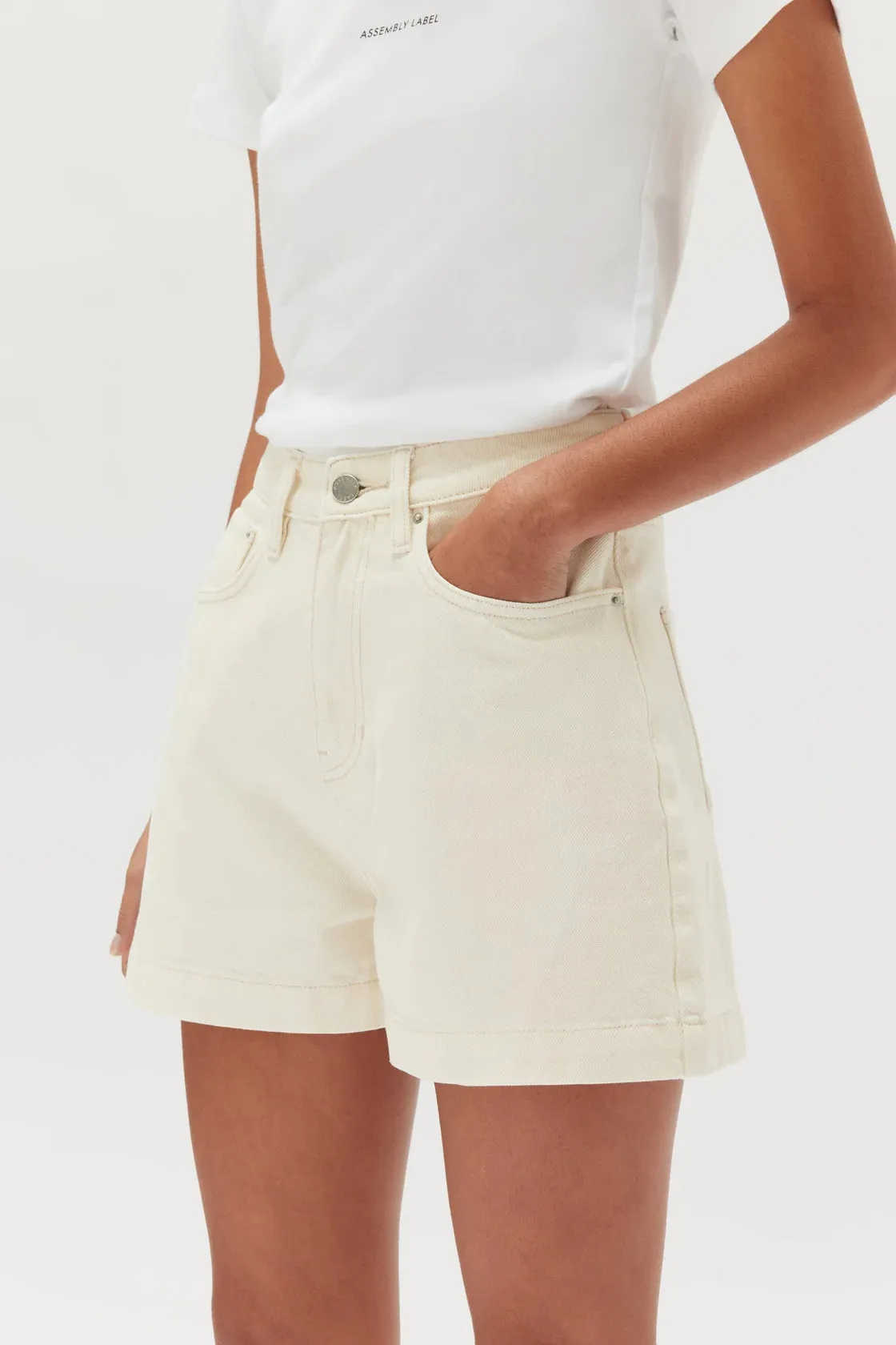 Boxy Denim Short Ecru