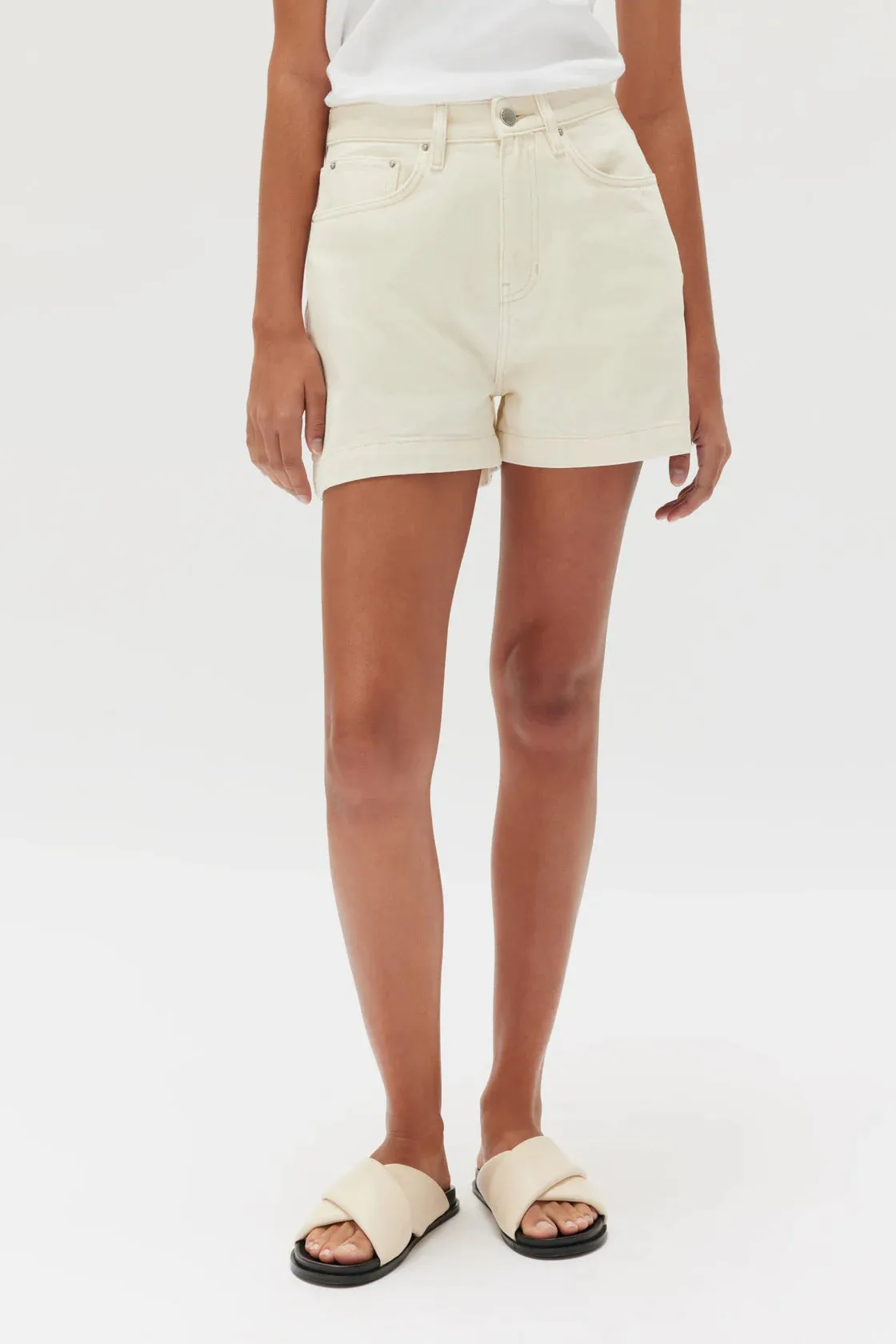 Boxy Denim Short Ecru