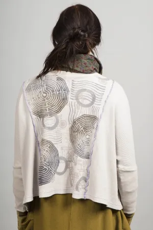 Boxy Pocket Cardi Paloma Printed-Blue Fish Clothing