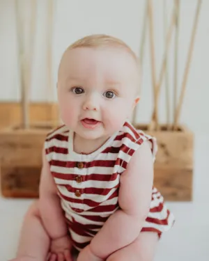 Brick Stripe Bubble Romper