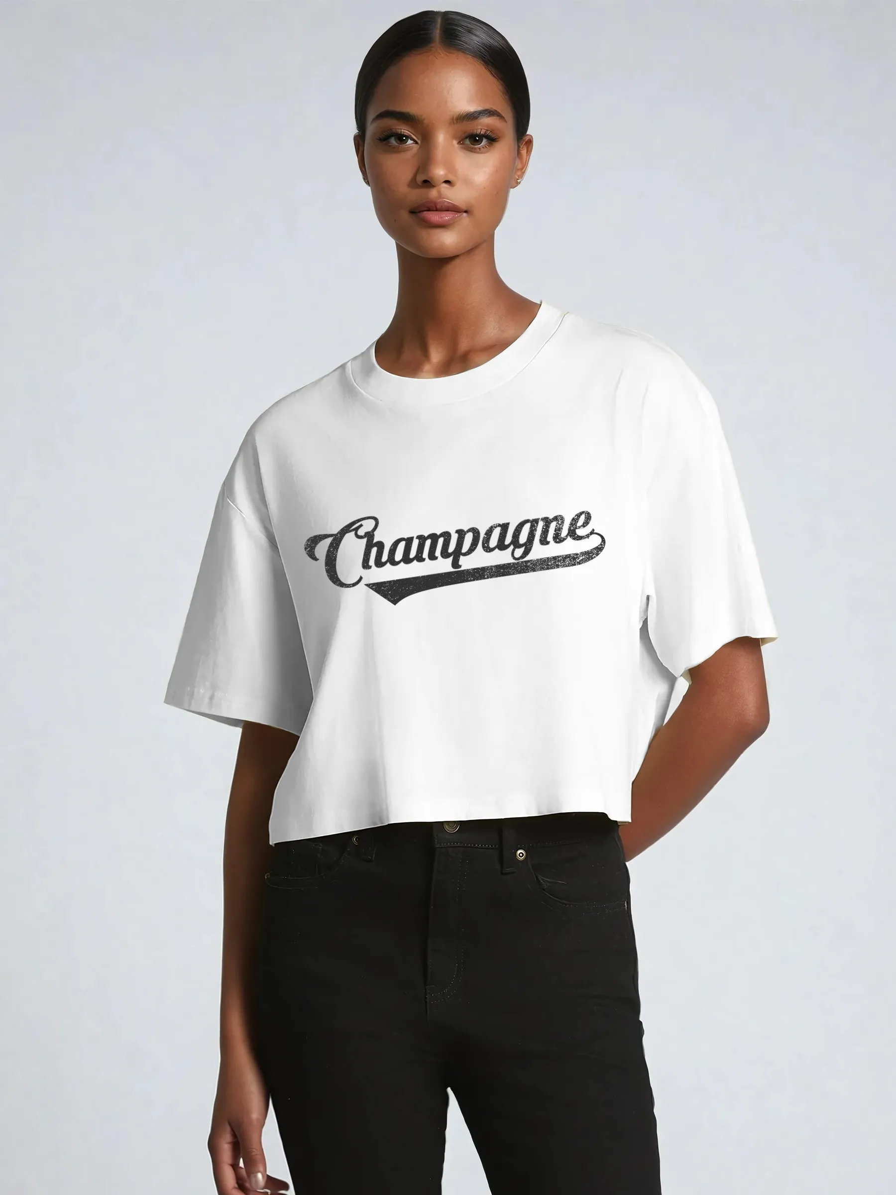 Champagne Boxy Crop Tee