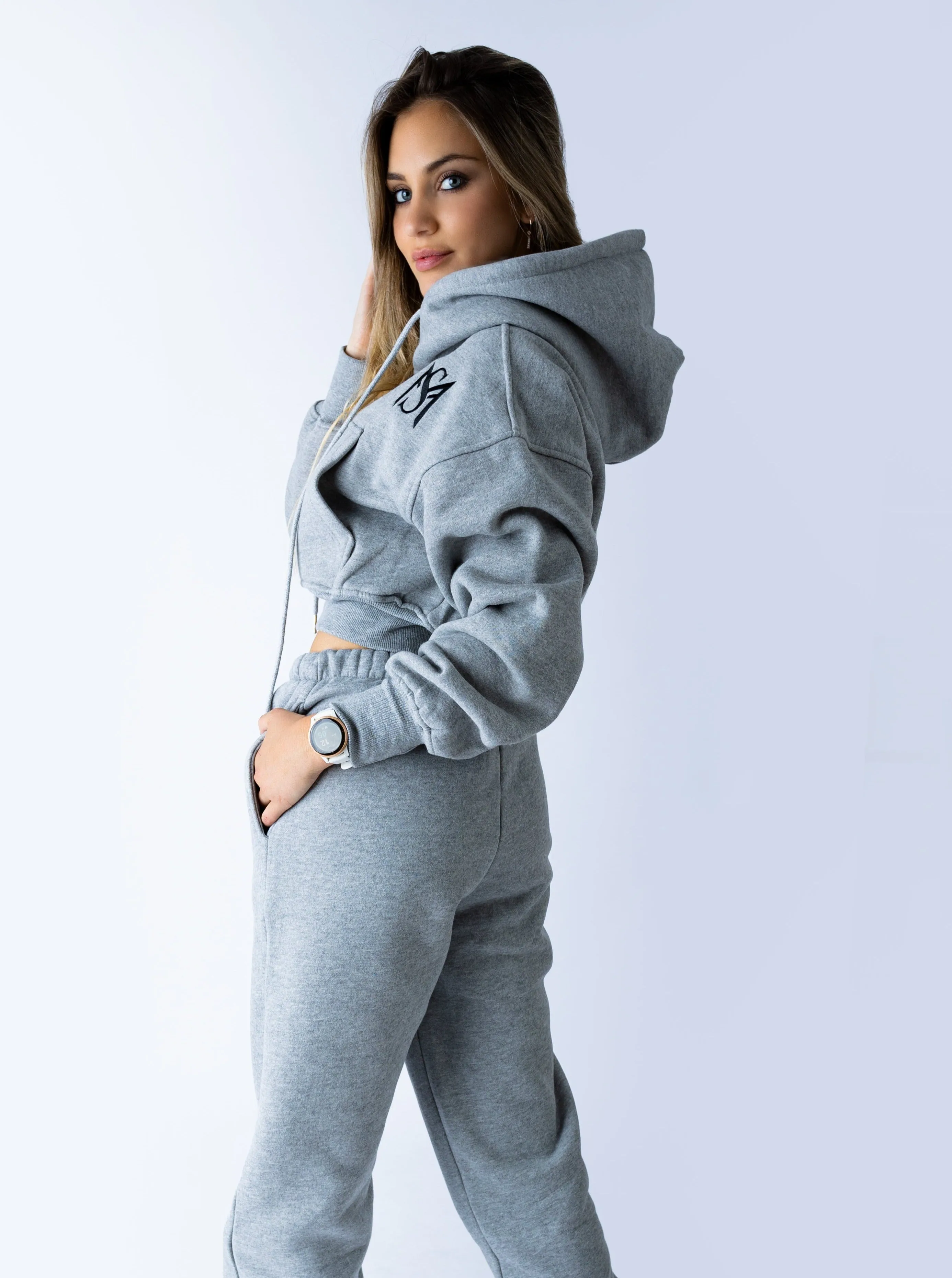 Comfort Grey Crop Top Hoodie