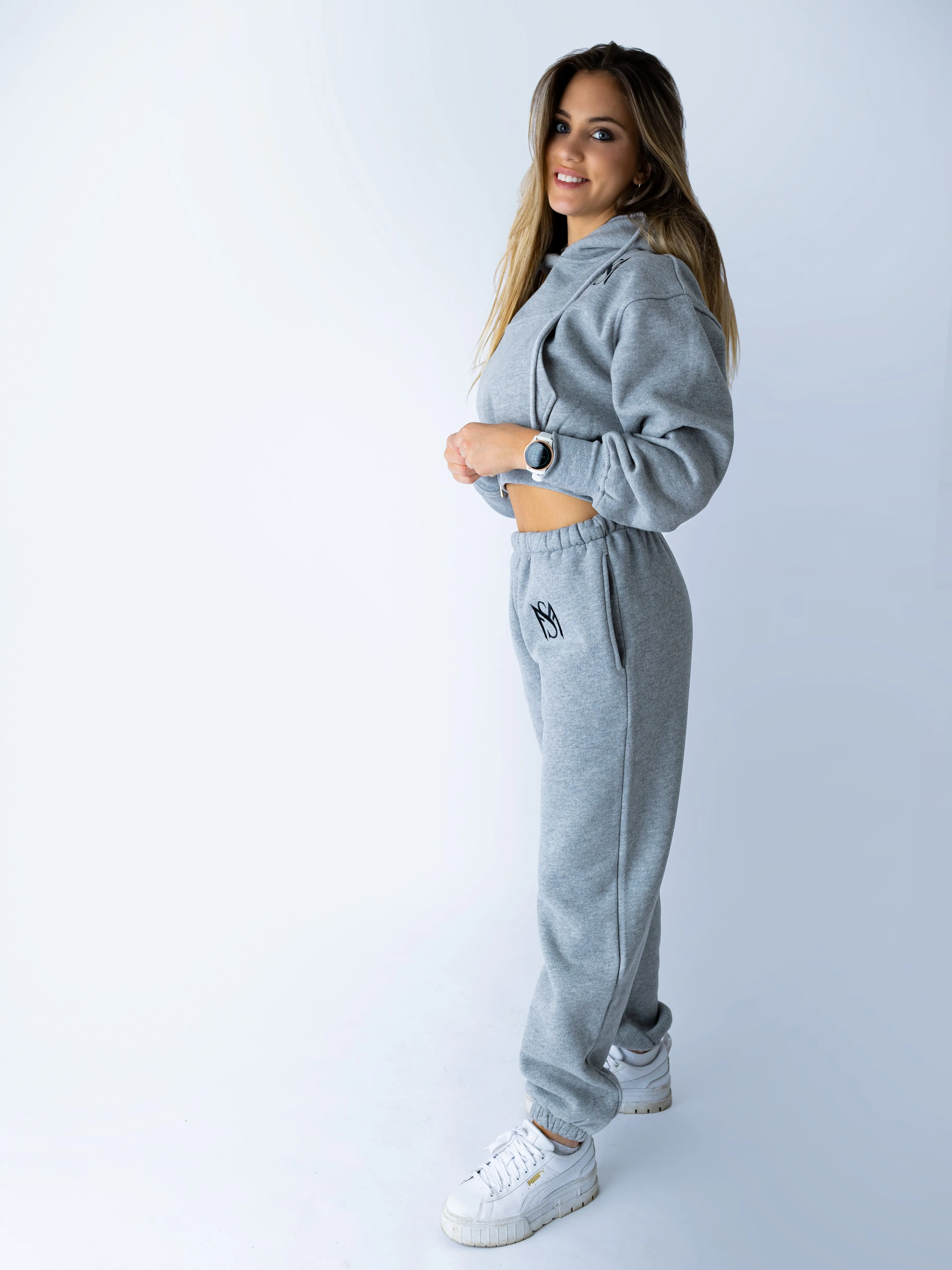 Comfort Grey Crop Top Hoodie