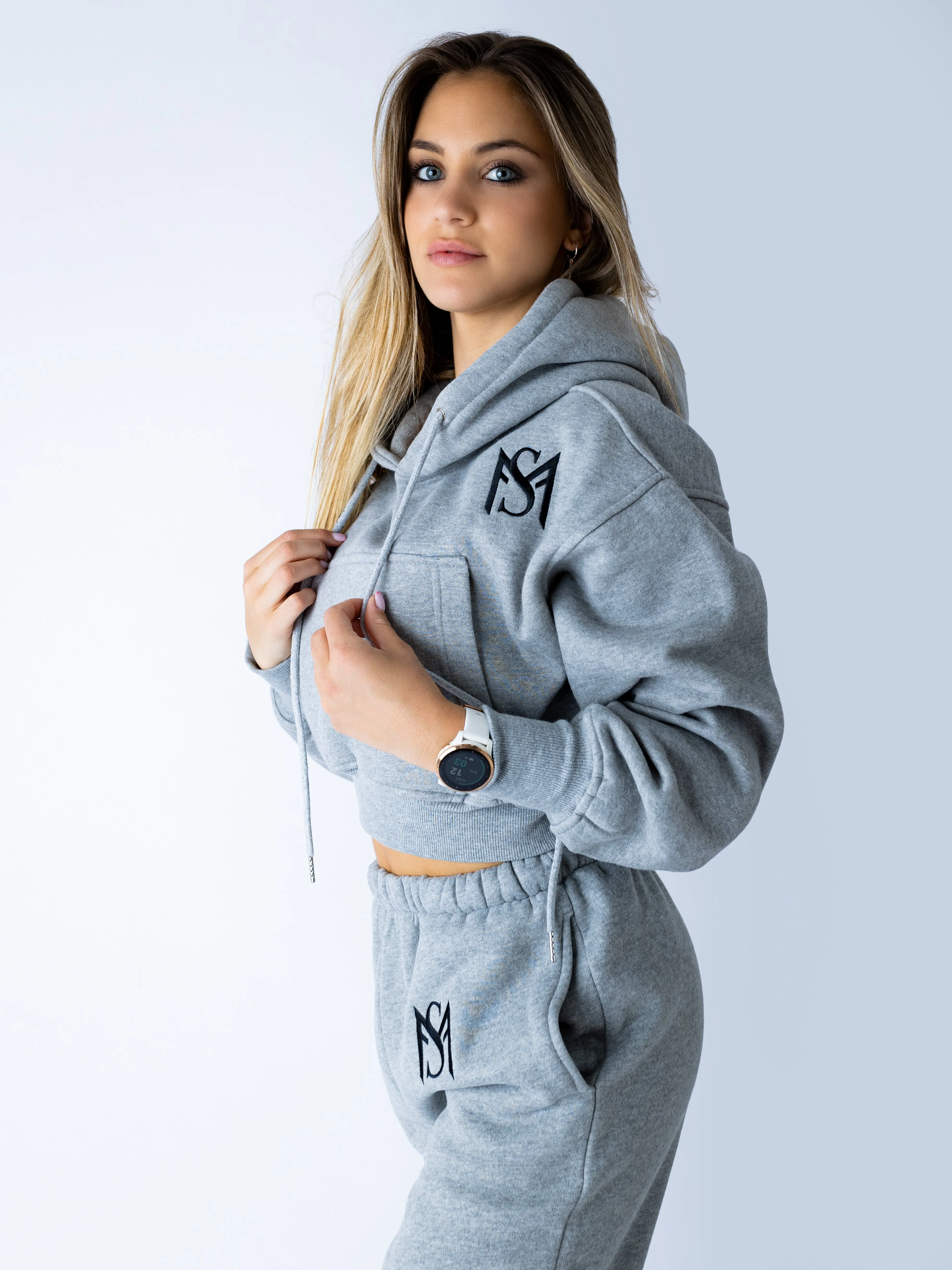 Comfort Grey Crop Top Hoodie