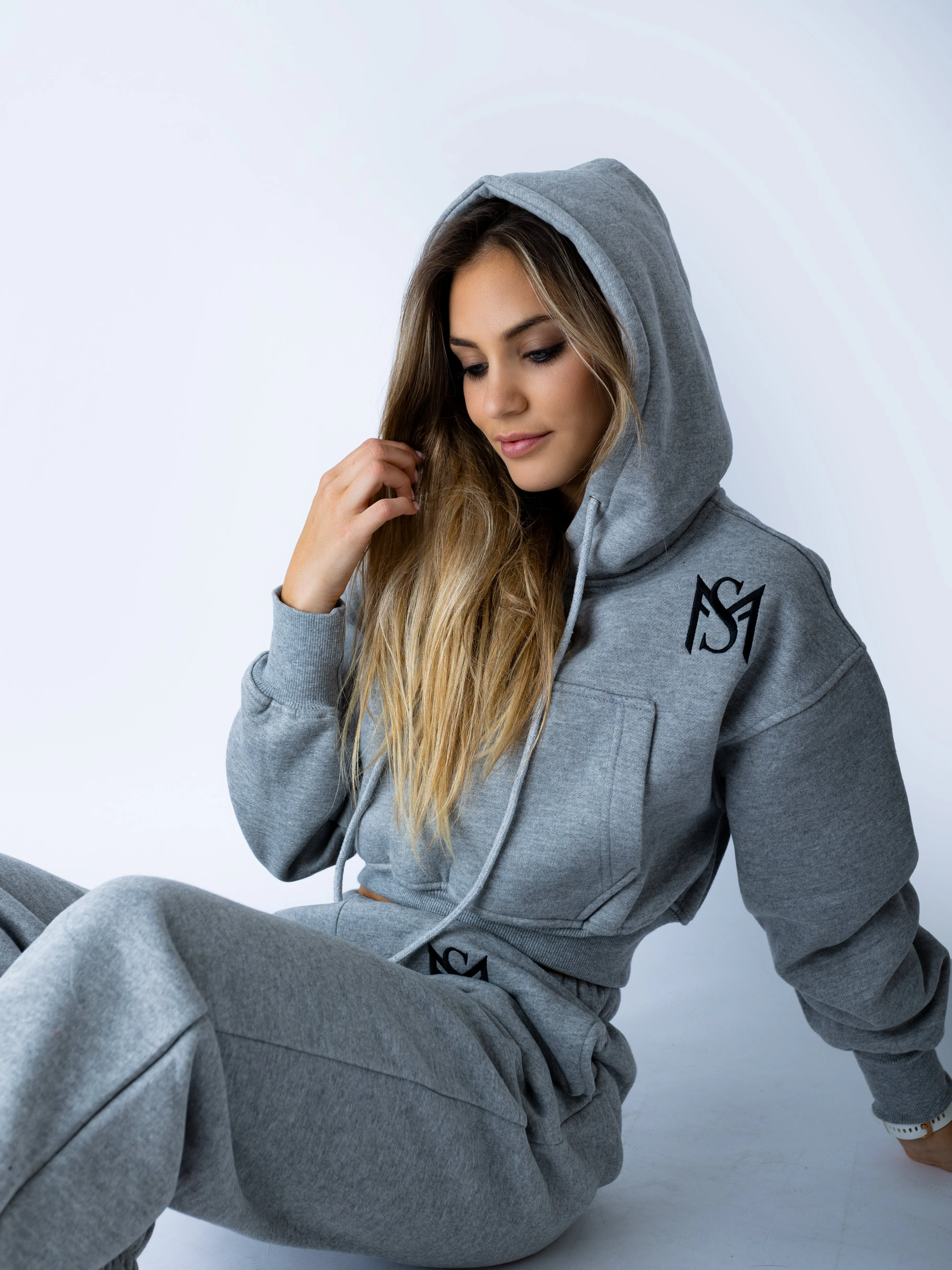 Comfort Grey Crop Top Hoodie