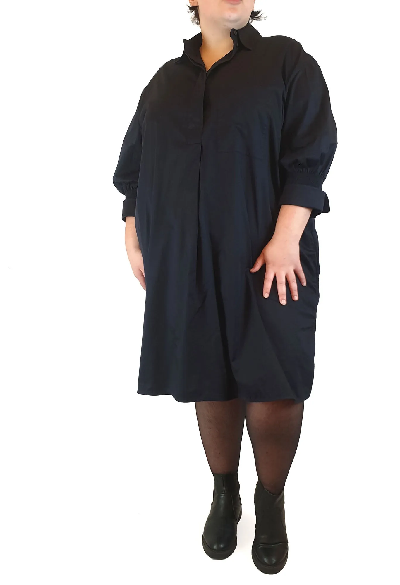Cos navy cotton half sleeve dress size 44, best fits size 20-22