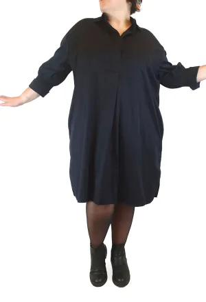 Cos navy cotton half sleeve dress size 44, best fits size 20-22