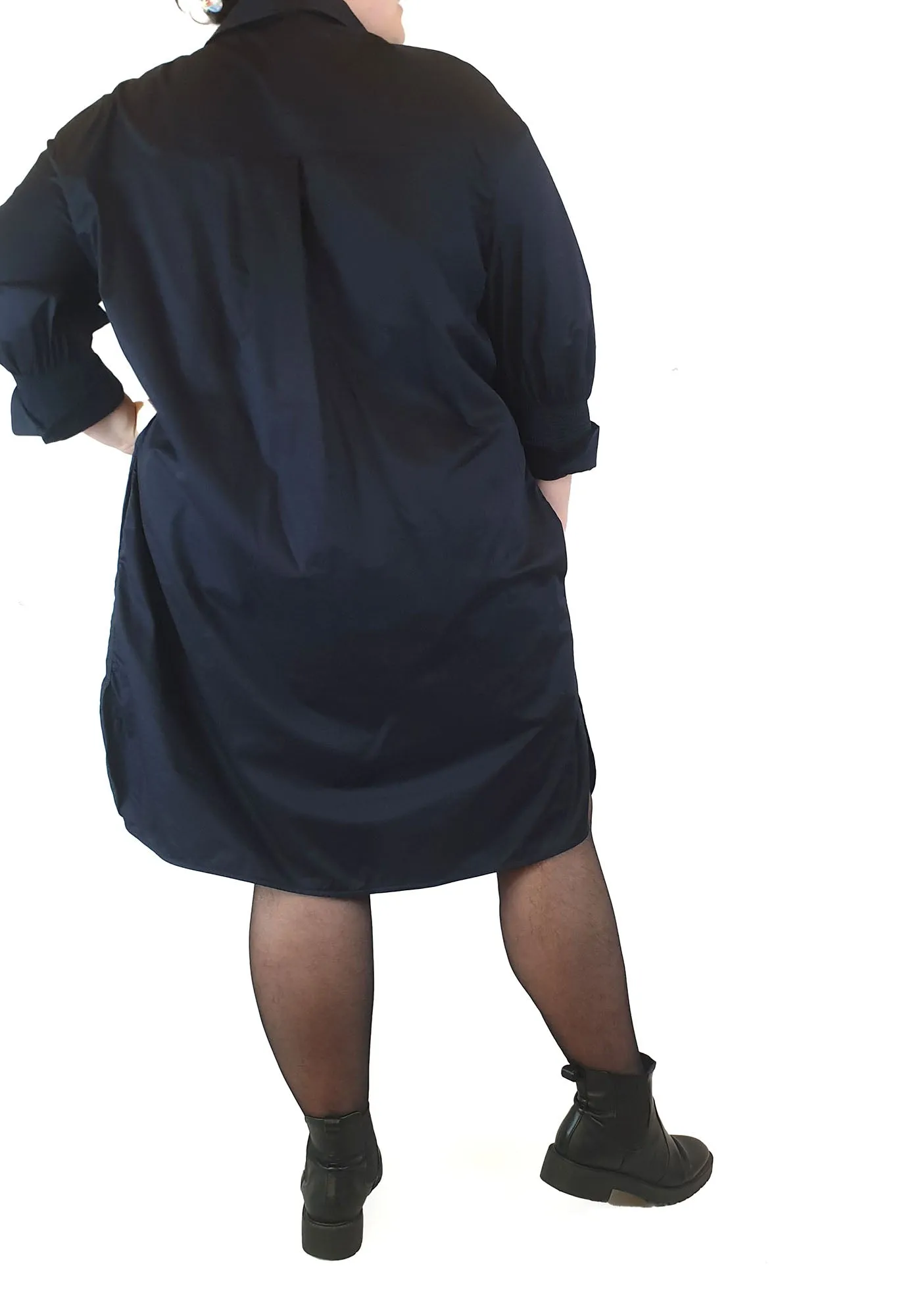 Cos navy cotton half sleeve dress size 44, best fits size 20-22
