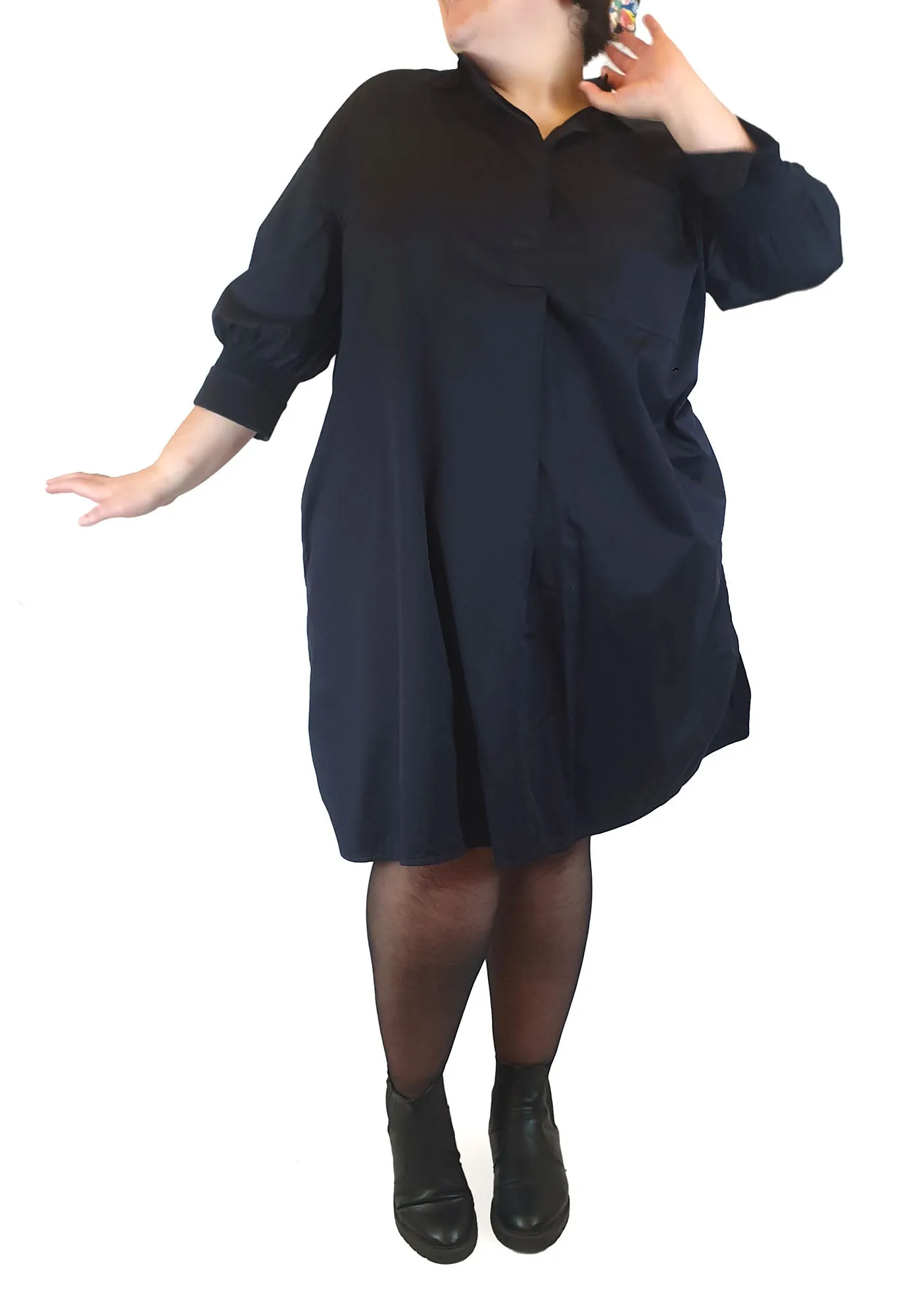Cos navy cotton half sleeve dress size 44, best fits size 20-22