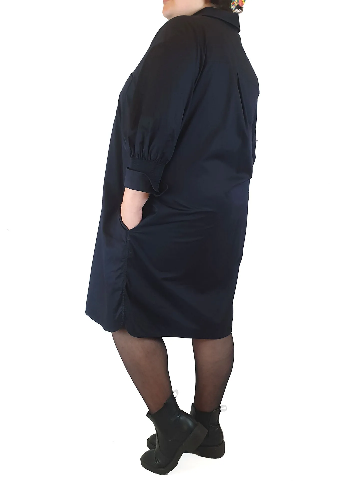 Cos navy cotton half sleeve dress size 44, best fits size 20-22