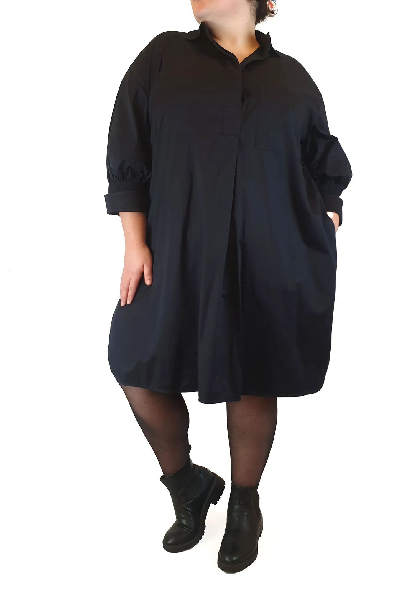 Cos navy cotton half sleeve dress size 44, best fits size 20-22