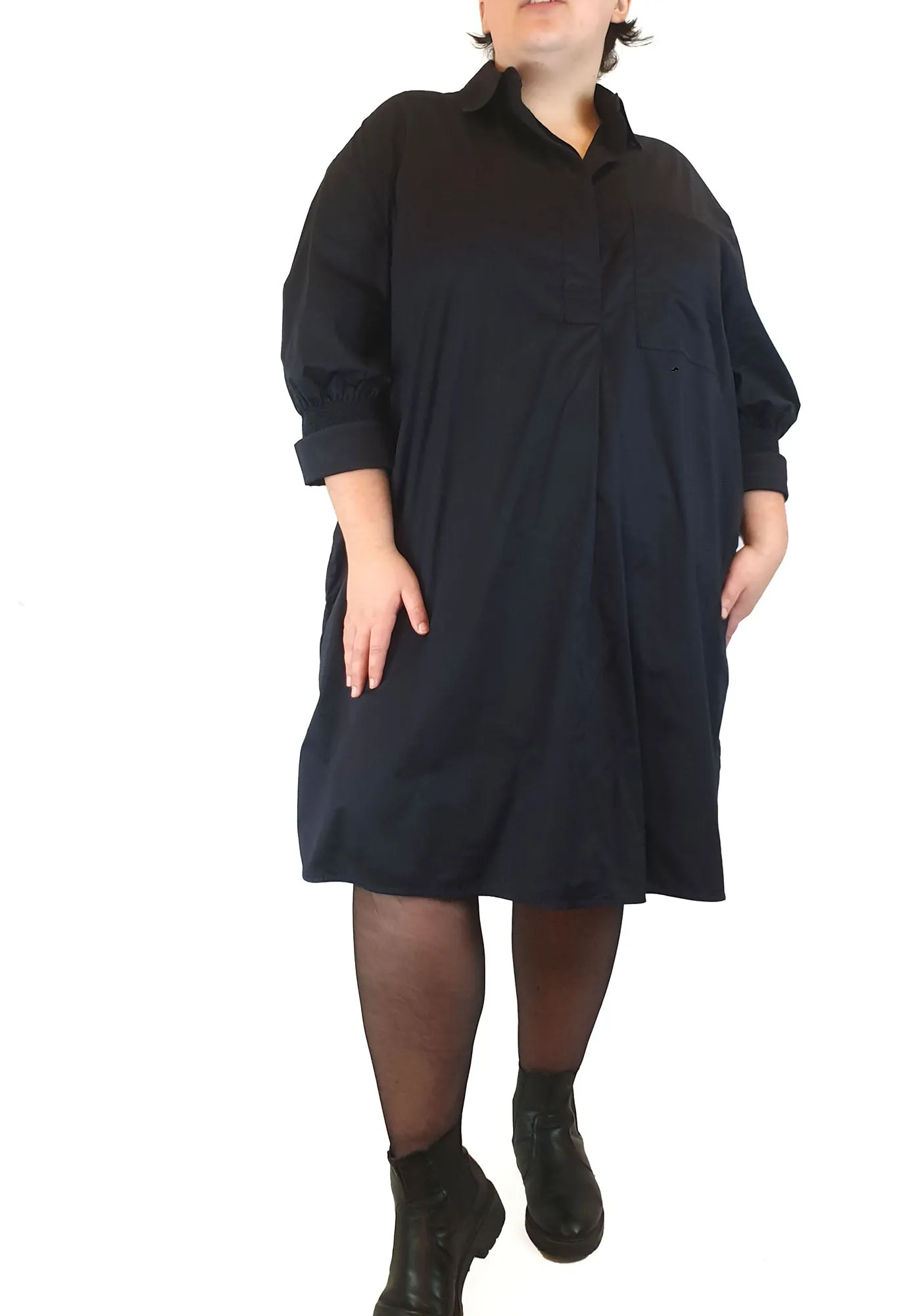 Cos navy cotton half sleeve dress size 44, best fits size 20-22