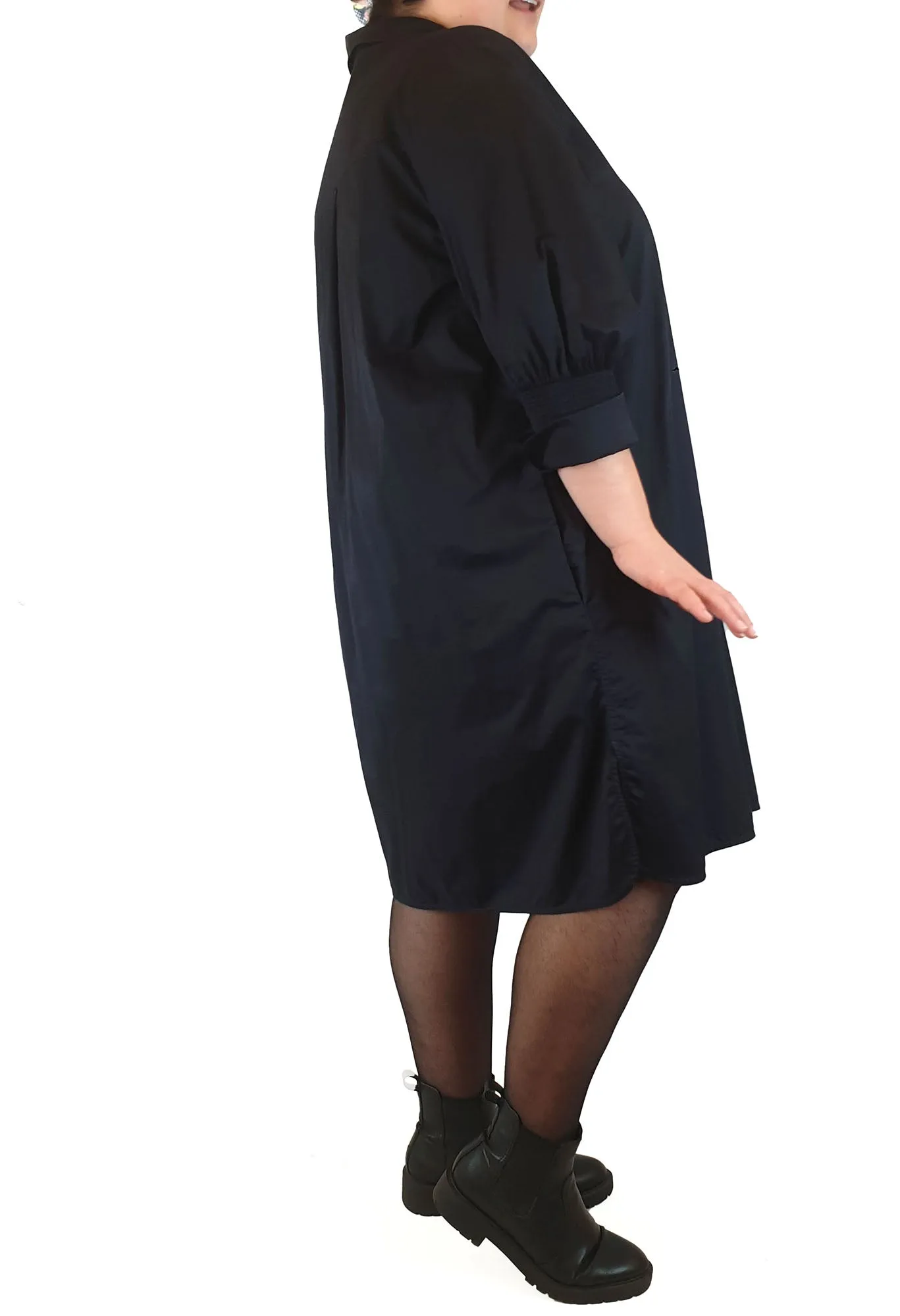 Cos navy cotton half sleeve dress size 44, best fits size 20-22
