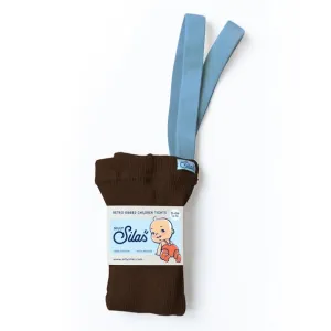 Cotton Footed Tights - Brown/Light Blue