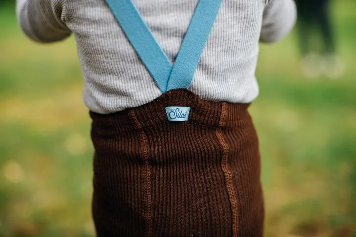 Cotton Footed Tights - Brown/Light Blue