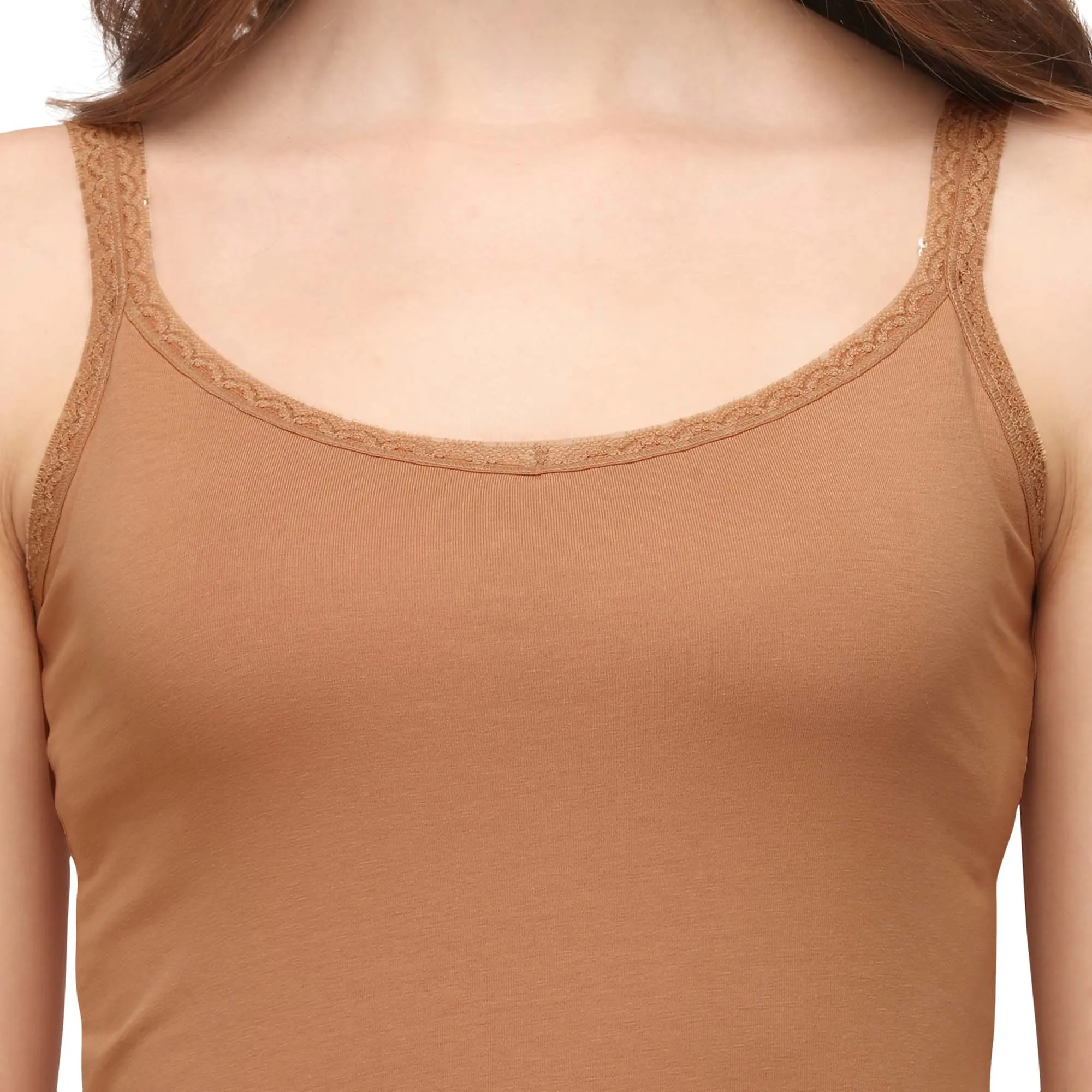 Cotton Spandex Camisole with Lace Detailing