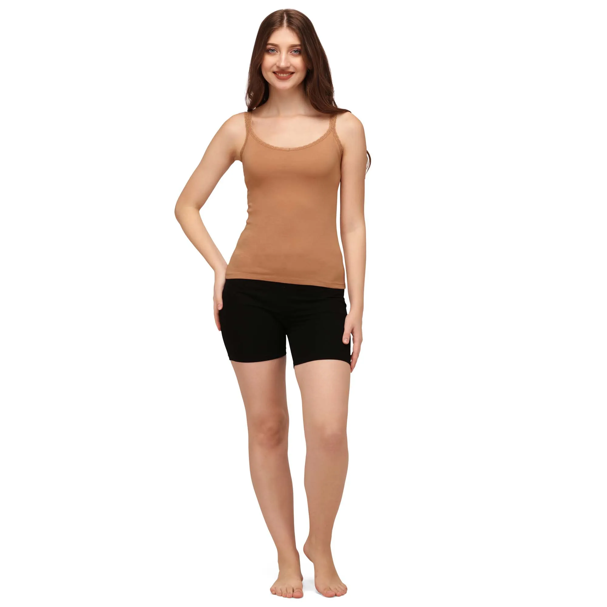 Cotton Spandex Camisole with Lace Detailing