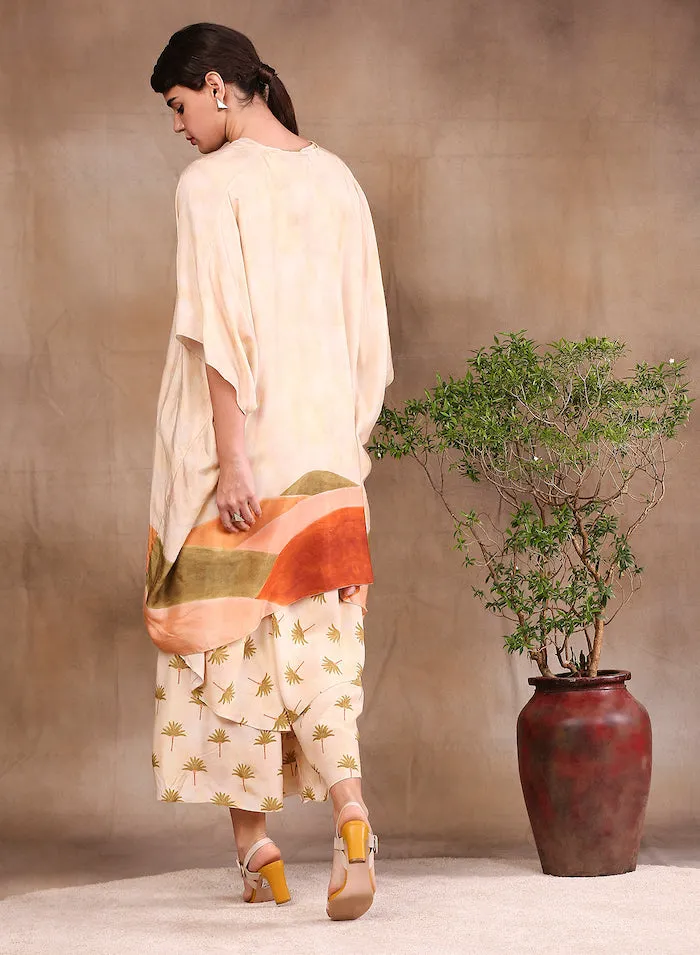 Cream Layered Jumpsuit With Jacket